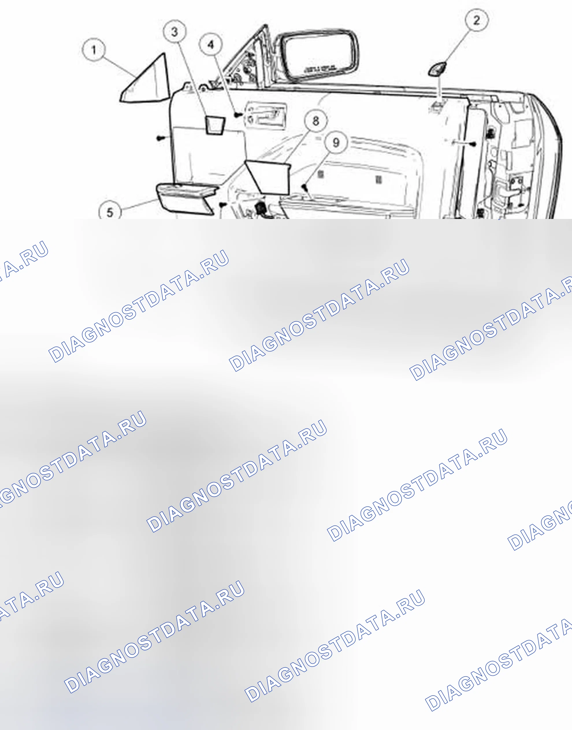 Рис. 3: Панель отделки дверей. Ford Mustang V
