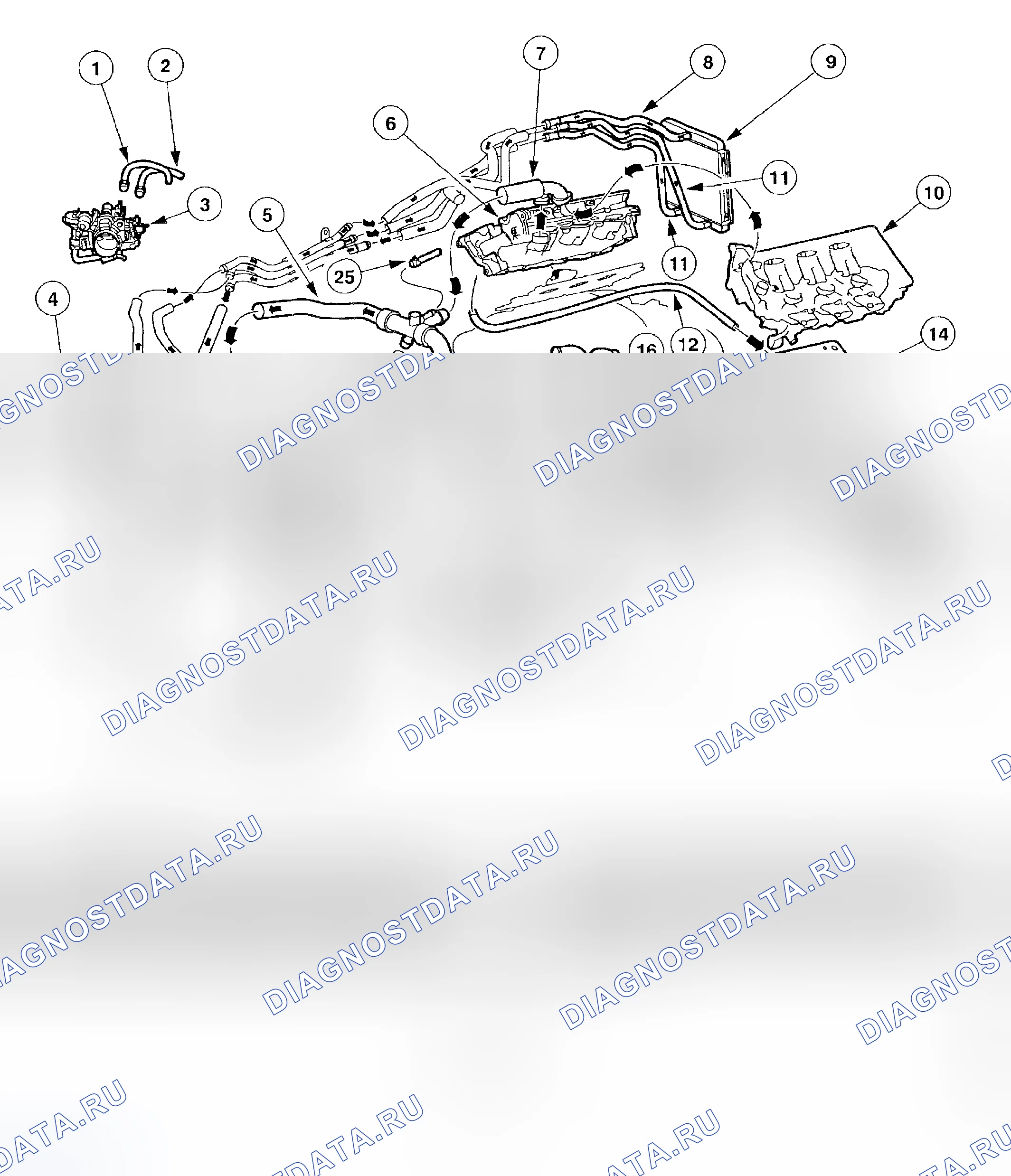 Рис. 46: Поток хладагента 3.0L. Hyundai ix25 I рестайлинг