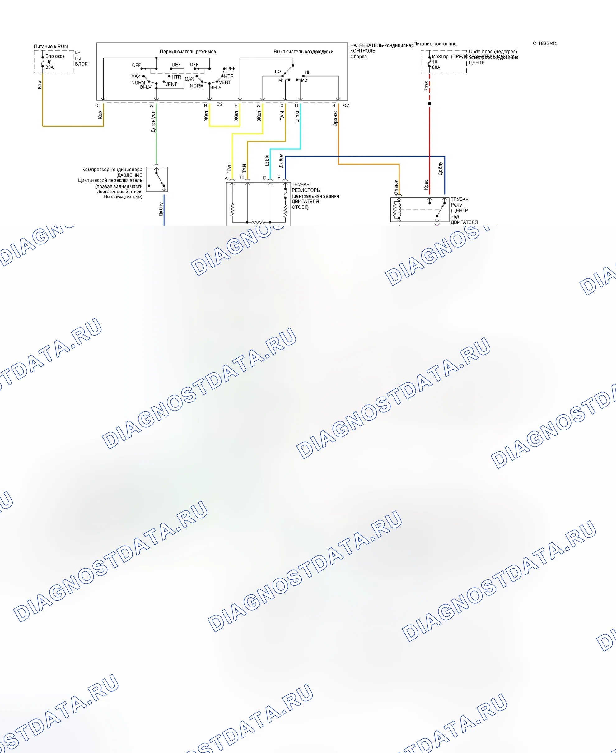 Рис. 2: Схема подключения ручной системы кондиционер-отопитель. Chevrolet Caprice Impala SS 
