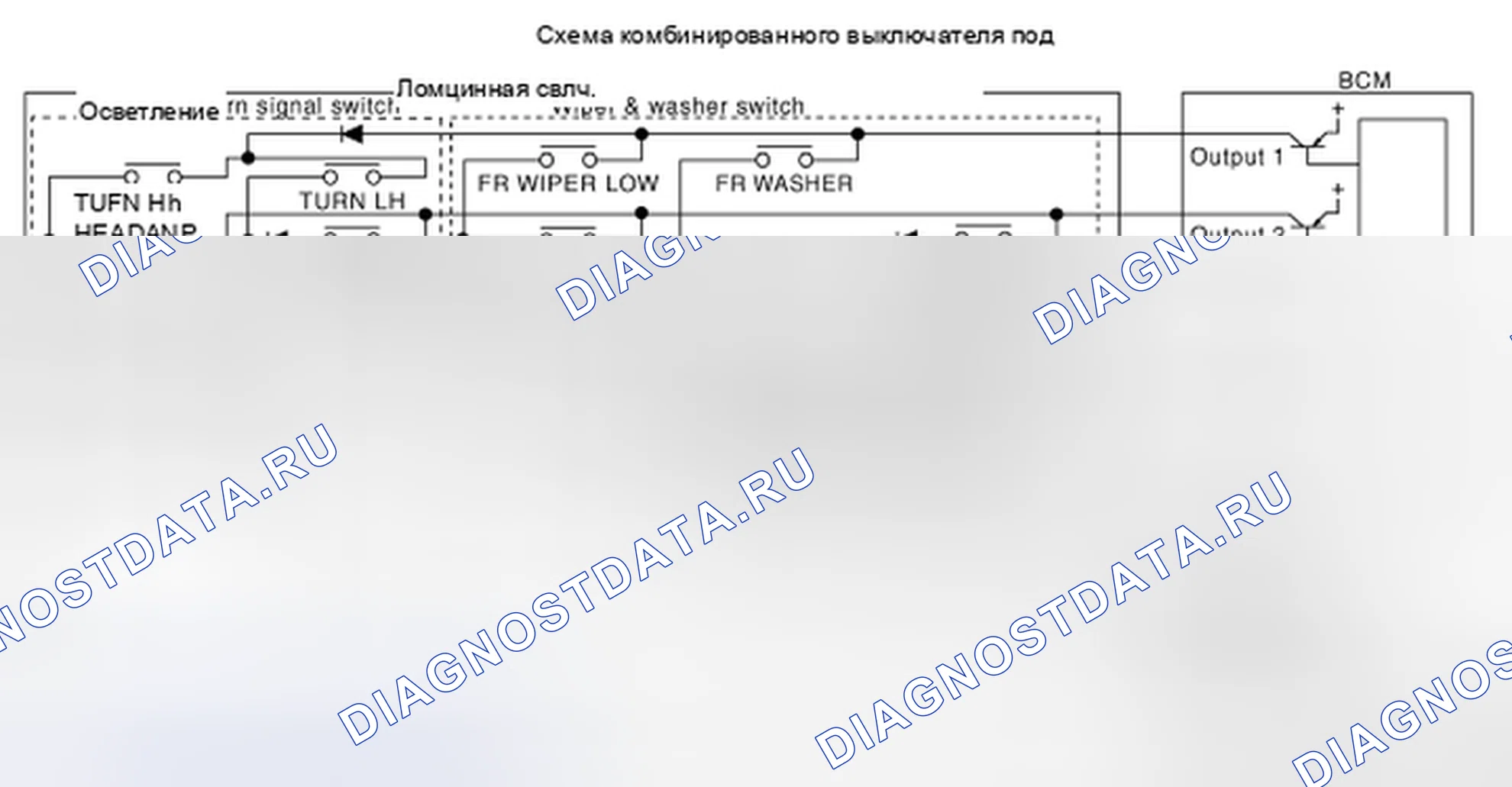 Рис. 31: Комбинированный переключатель - принципиальная схема. Honda Shuttle I
