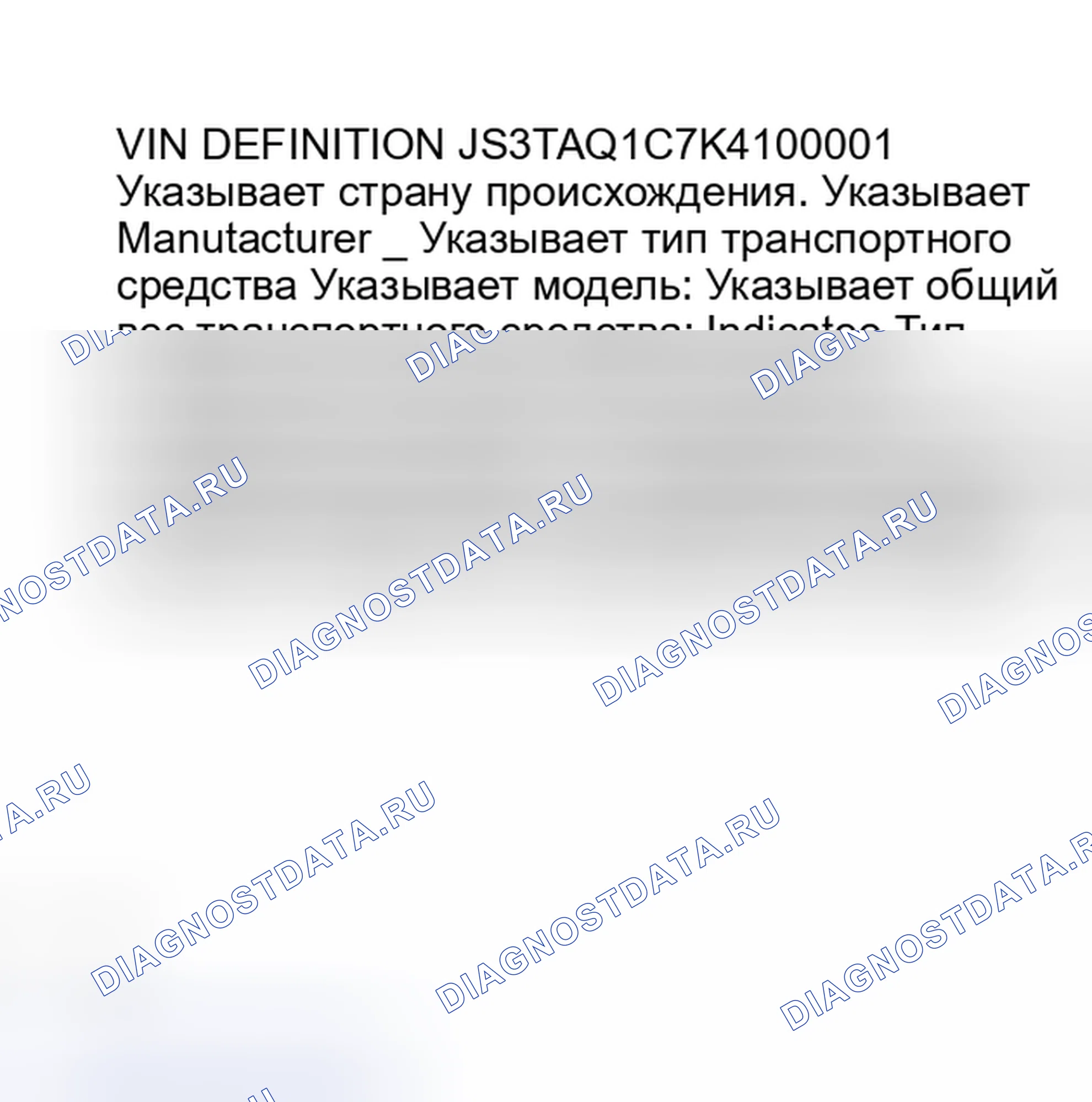 Рис. 1: Определение кода VIN. Suzuki Samurai SJ20