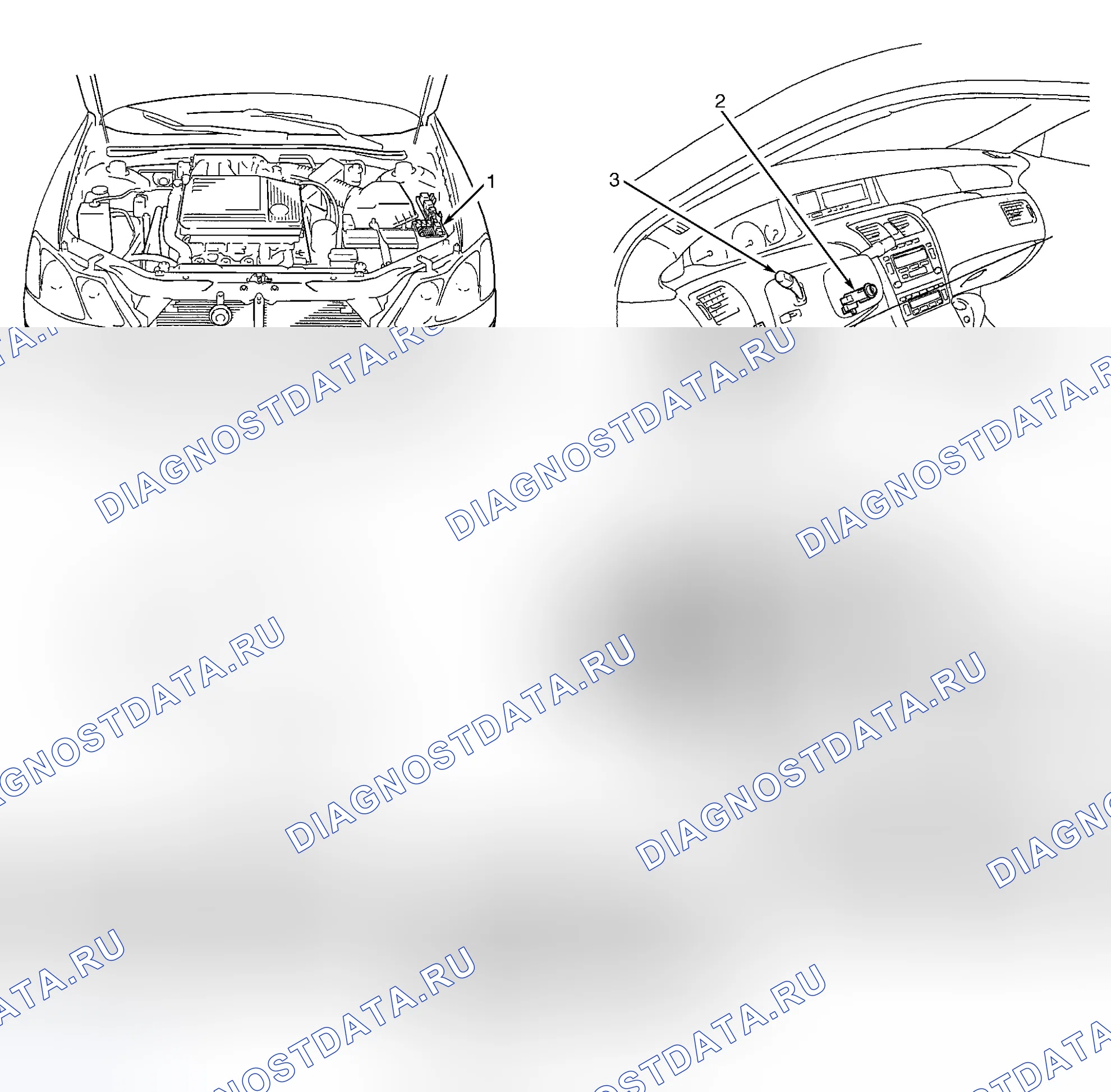 Рис. 2: РАСПОЛОЖЕНИЕ КОМПОНЕНТОВ. Toyota Avalon XX20