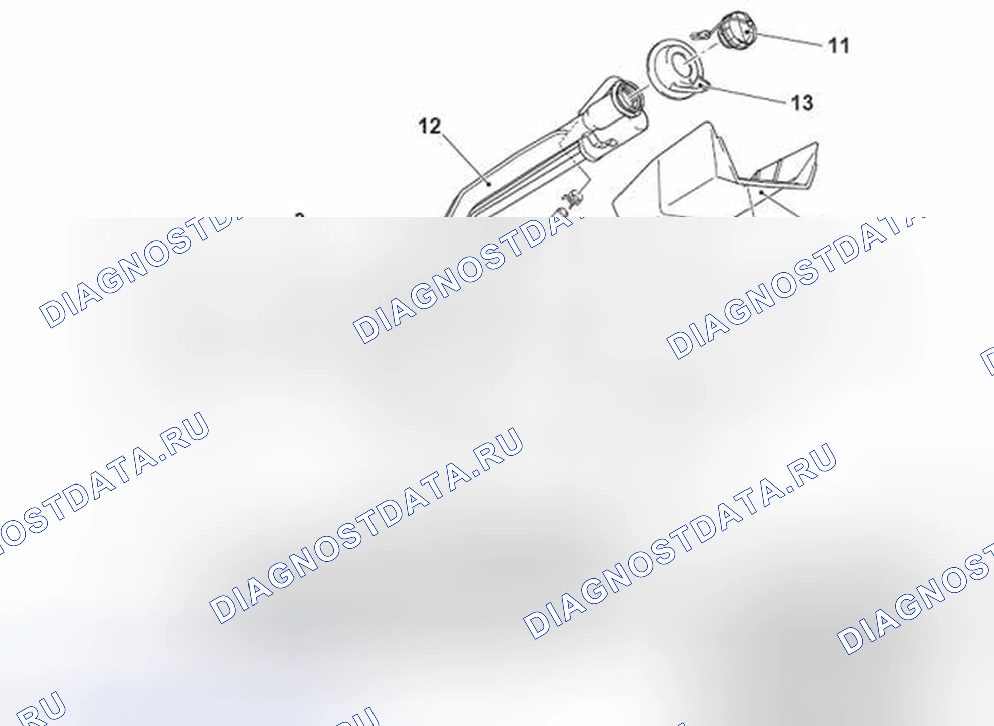 Рис. 33: НАЛИВНАЯ ТРУБКА ТОПЛИВНОГО БАКА В СБОРЕ. Mitsubishi Lancer Ralliart X рестайлинг