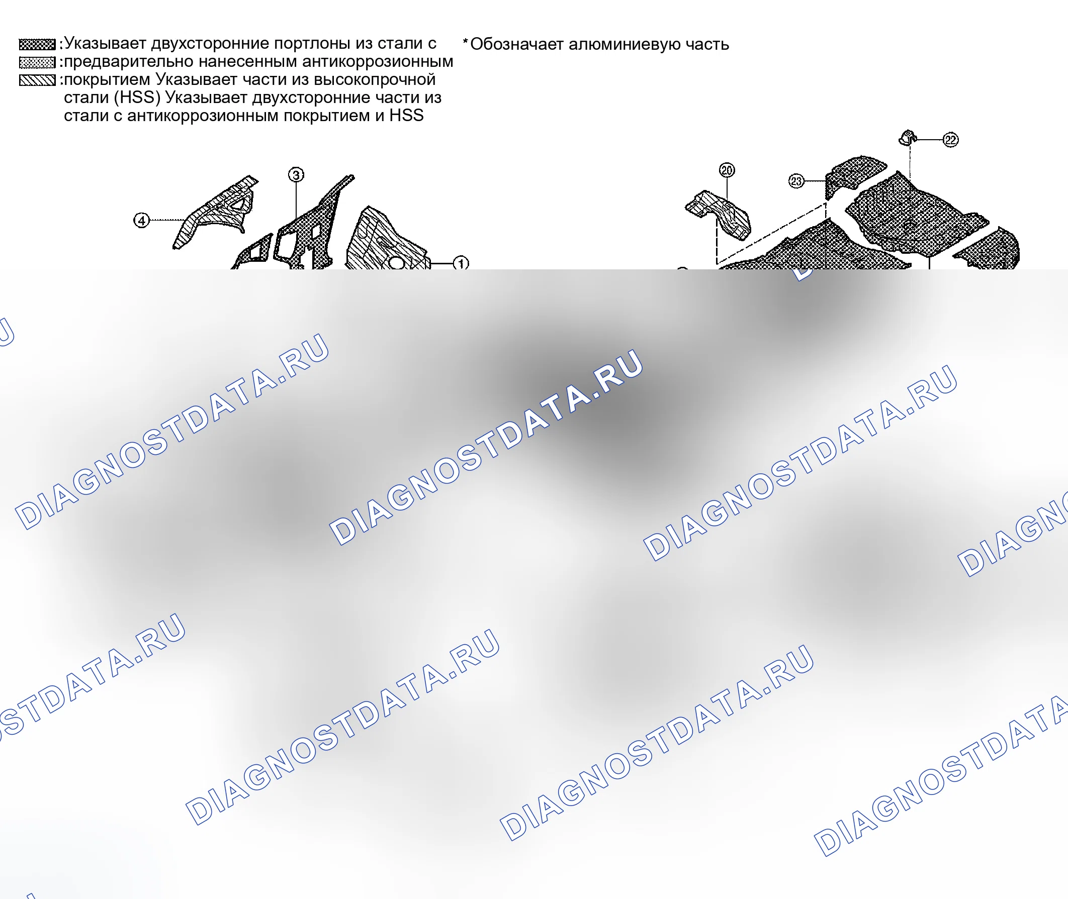 Рис. 45: Компоненты нижней части кузова. Infiniti G35 III
