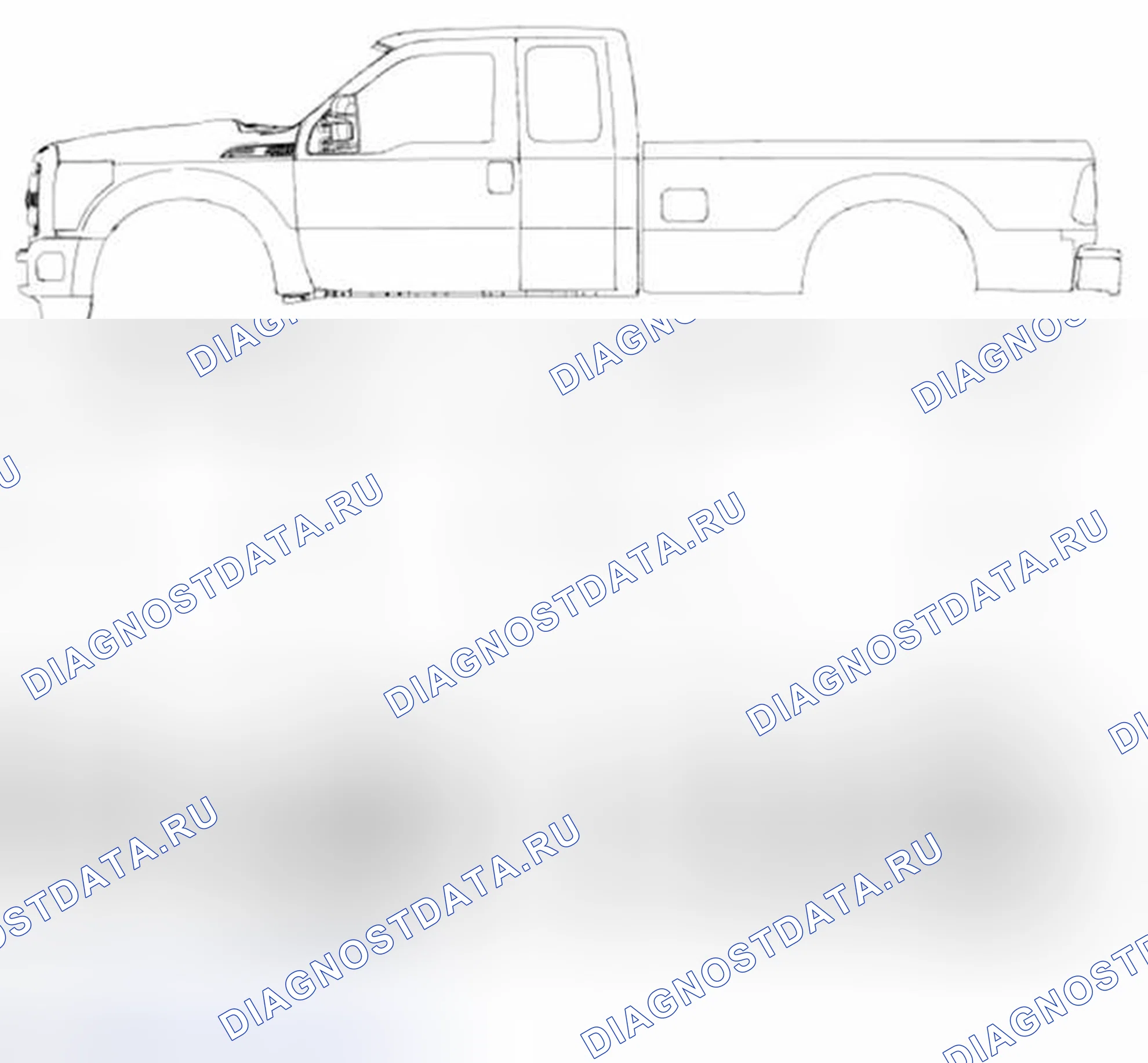Рис. 98: Базовая высота рамы - пикап, колесная база 4013 мм (158 дюймов). Ford Pickup F250 Super Duty II