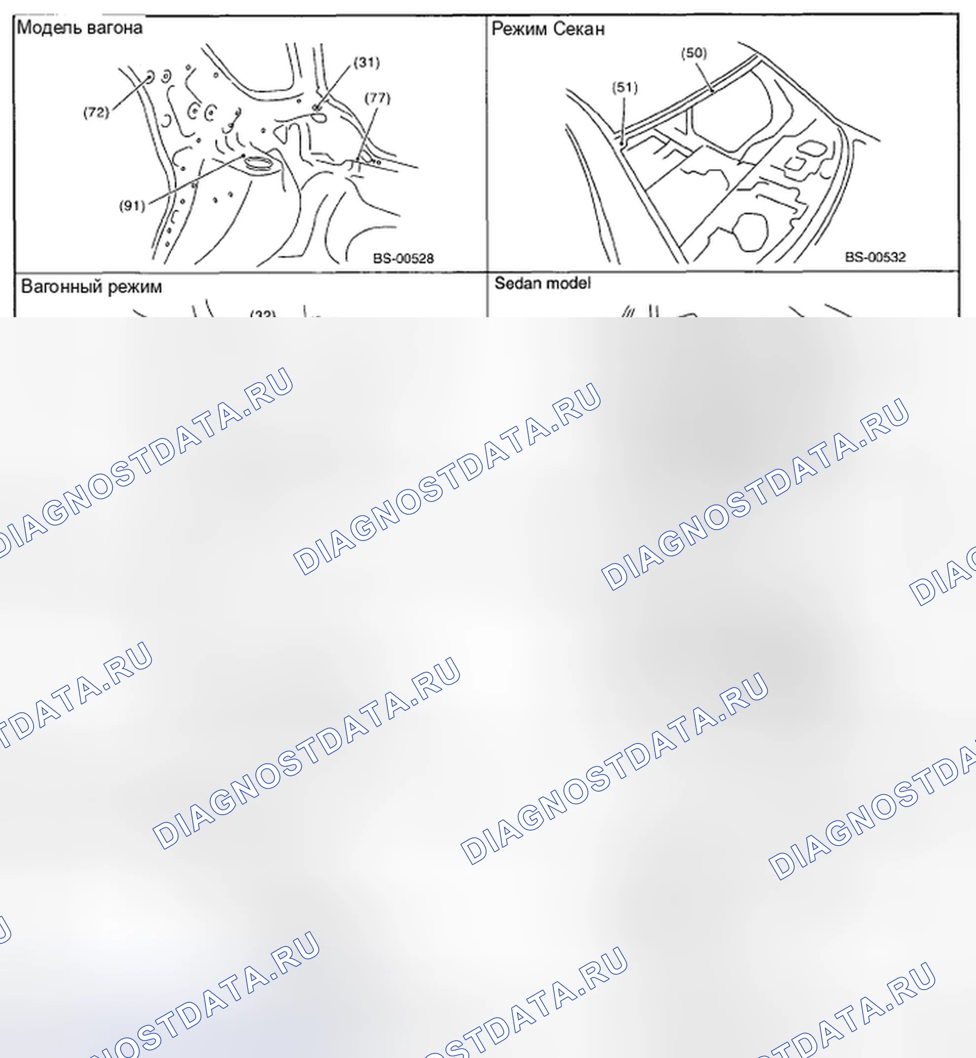 Рис. 46: Определение опорных точек (2 из 3). Subaru Impreza GD/GC/GG рестайлинг 2