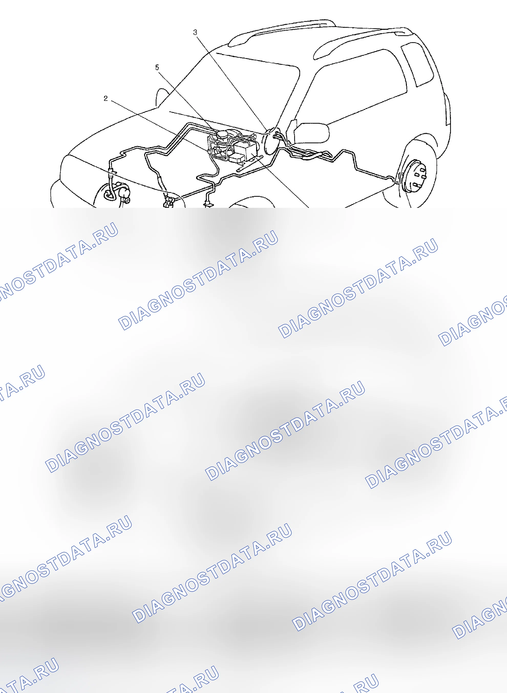 Рис. 63: РАСПОЛОЖЕНИЕ КОМПОНЕНТОВ АНТИБЛОКИРОВОЧНОЙ ТОРМОЗНОЙ СИСТЕМЫ. Suzuki Vitara I