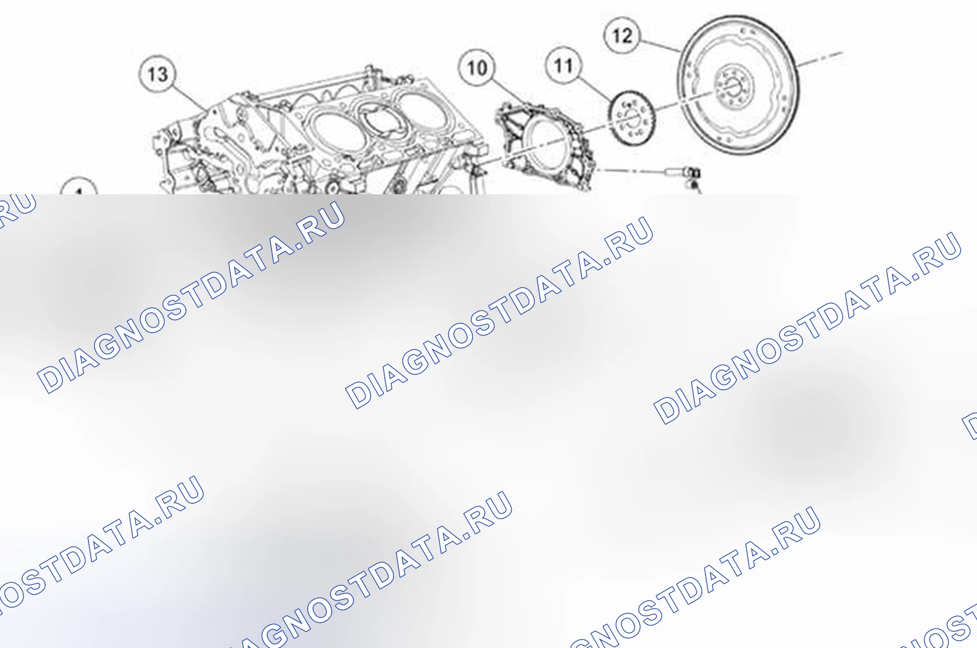 Рис. 1175: Нижний блок двигателя (вид 1). Ford F-150 XII