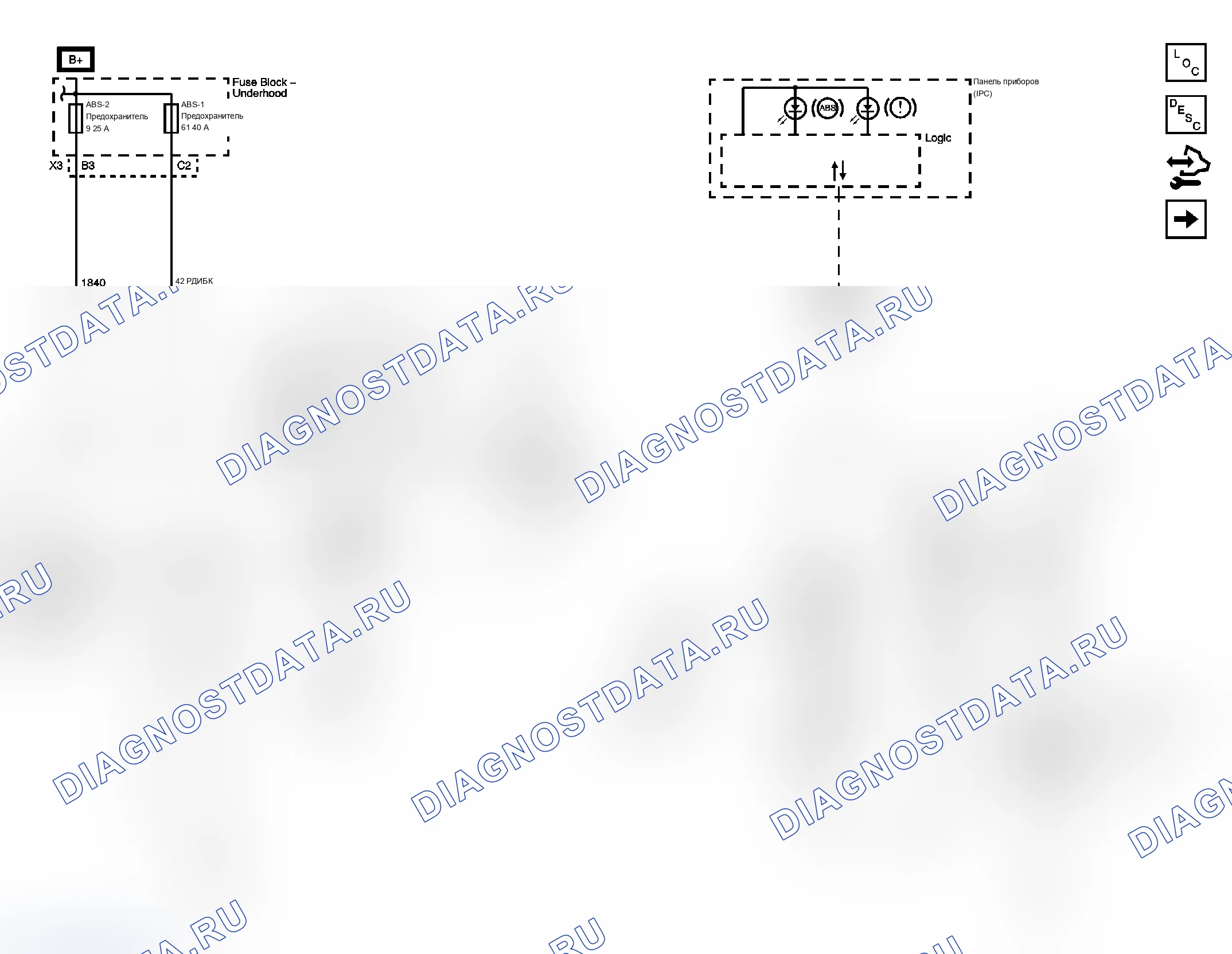 Рис. 1: Схема антиблокировочной тормозной системы. Chevrolet Suburban K2500 GMT900