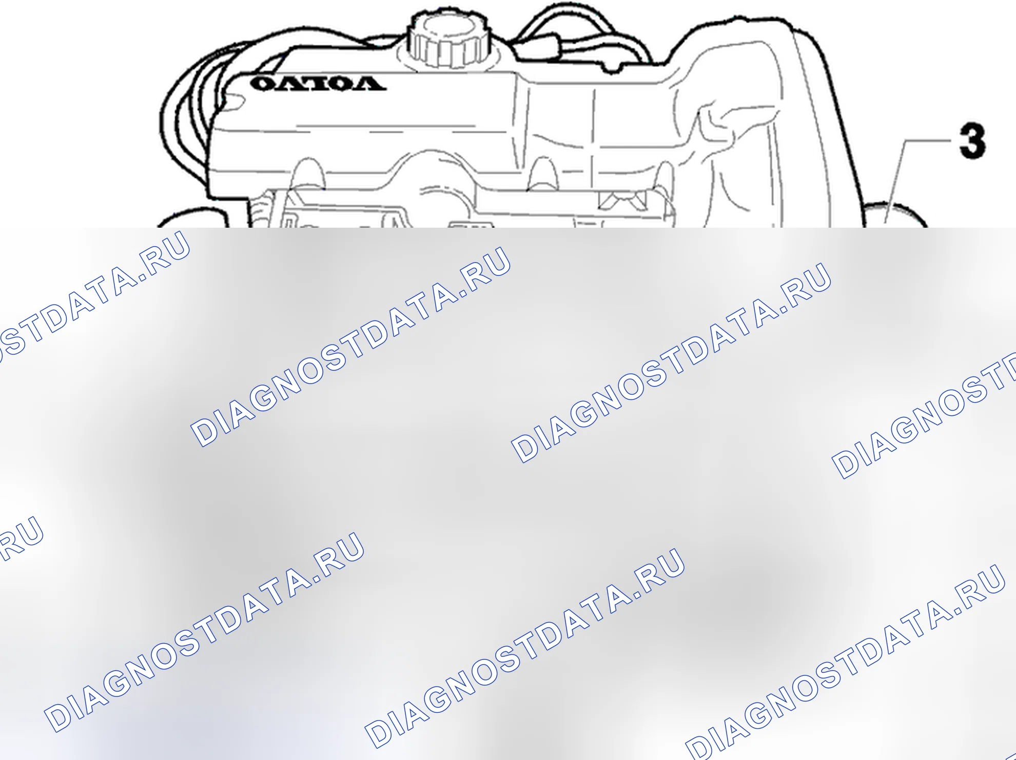 Рис. 35: Сторона выпуска компонентов двигателя, передача. Volvo S40 I рестайлинг