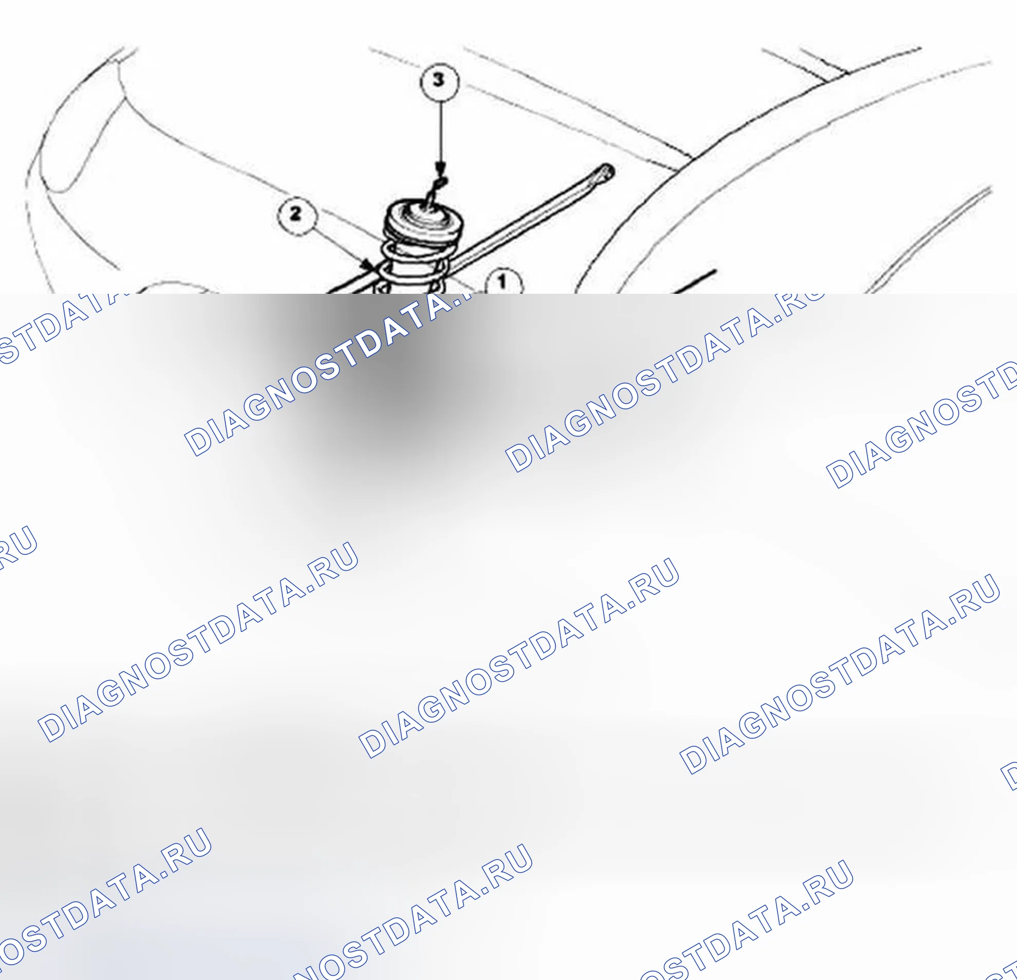 Рис. 4: Идентификация расположения передних амортизаторов. Jaguar XKR I