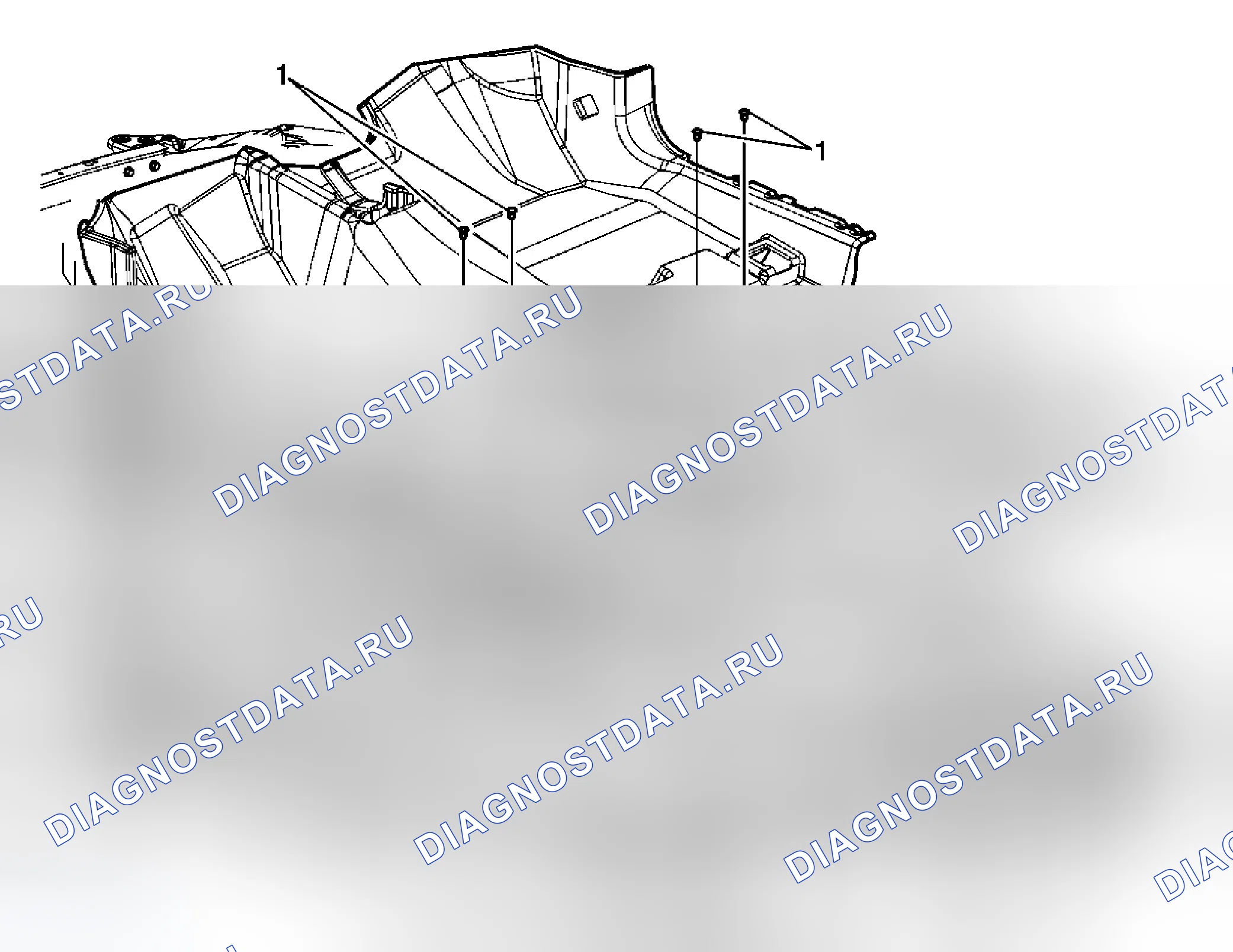 Рис. 14: Замена ковра панели заднего пола. Cadillac DTS I