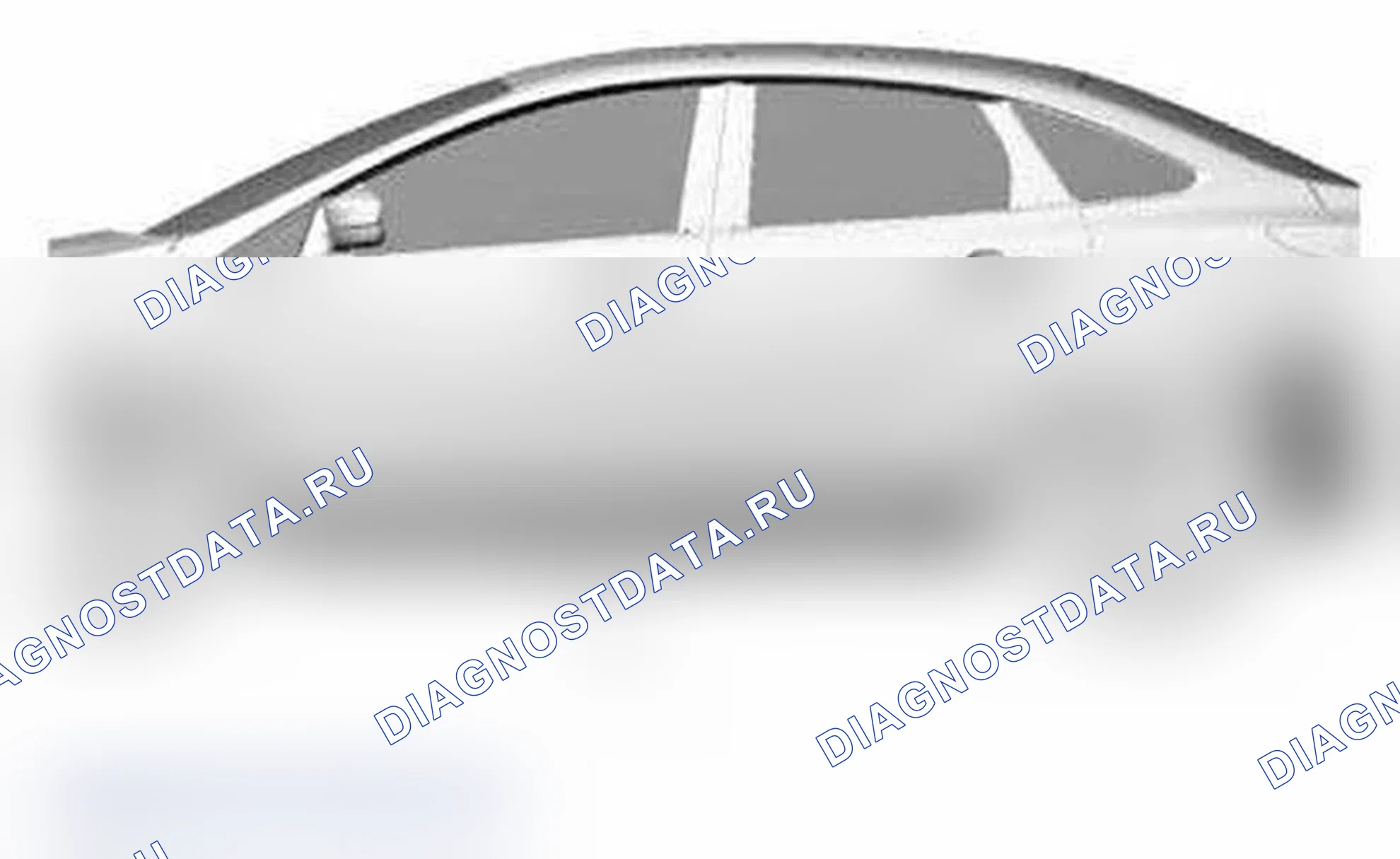 Рис. 381: Внешние пластмассовые компоненты - боковые, 4-дверь седан. Ford Focus III