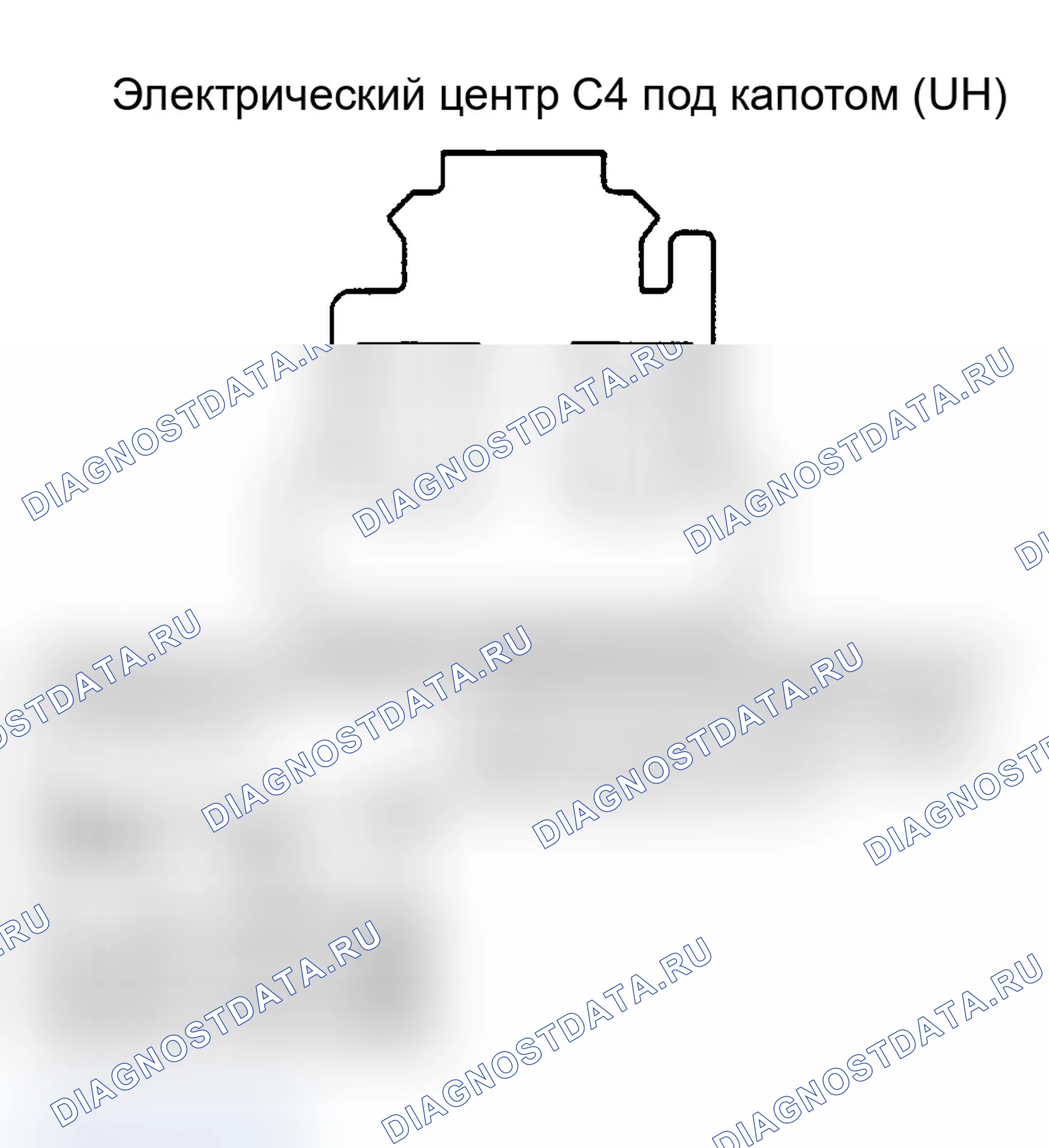 Рис. 97: ЭЛЕКТРИЧЕСКИЙ ЦЕНТР C4 ПОД КАПОТОМ (UH). Pontiac Trans Sport II