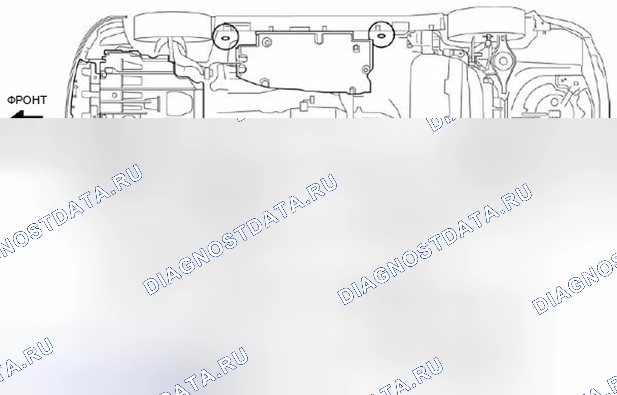 Рис. 55: Идентификация отверстий и левая швартовочная петля. Mazda 3 BL рестайлинг
