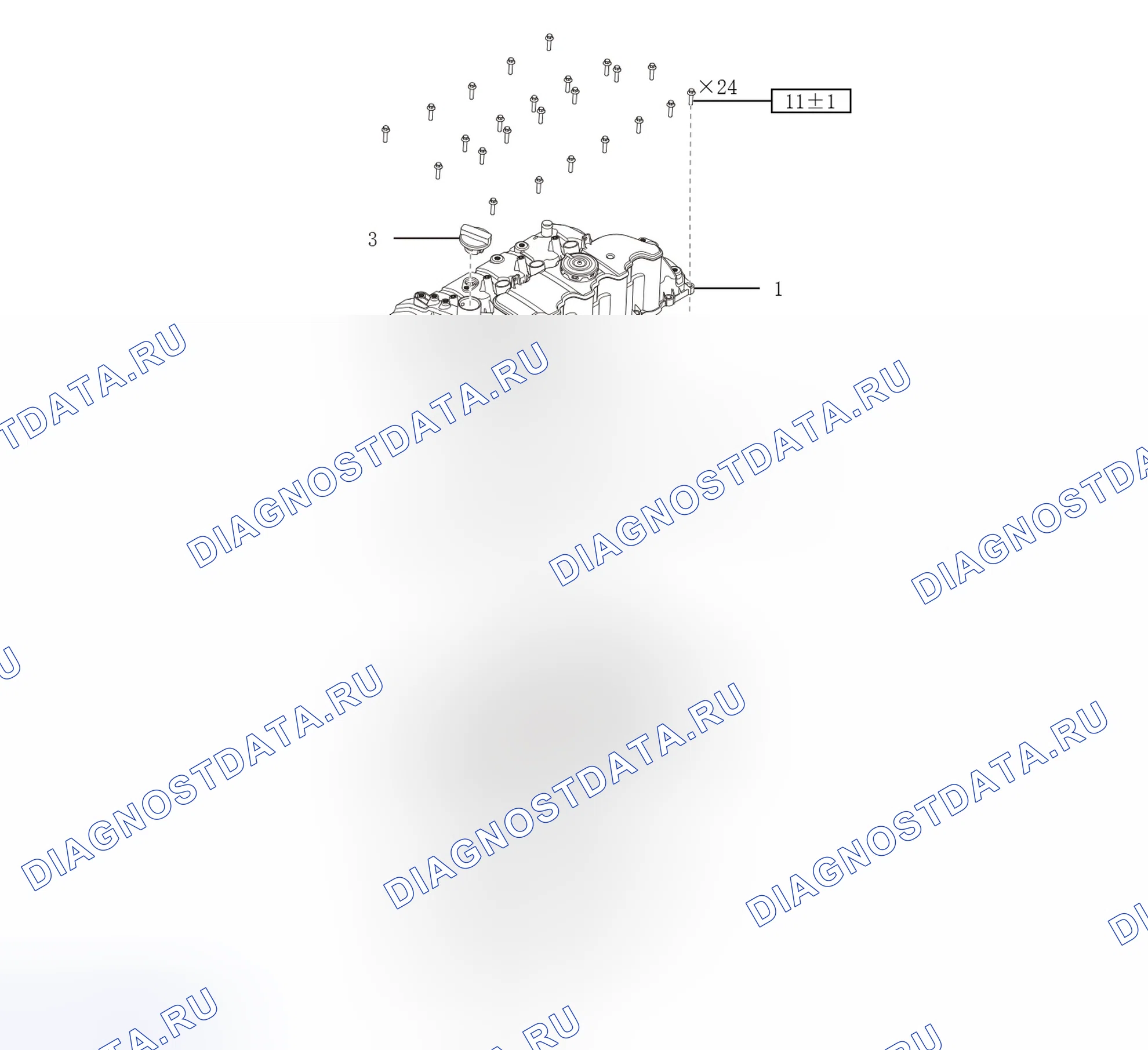 Схема расположения клапанной крышки — Haval F7X. Haval F7x I