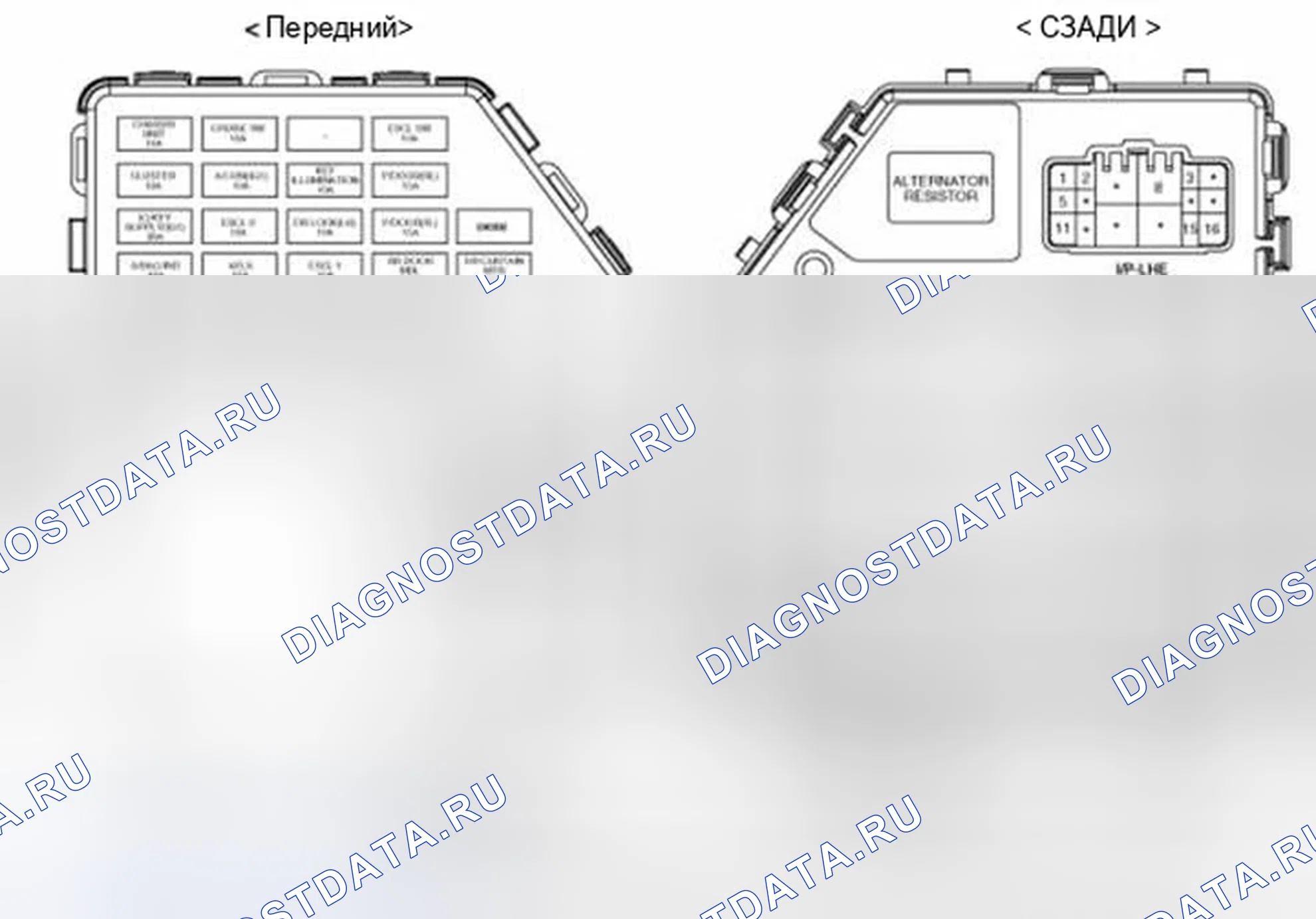 Рис. 2: Коробка реле салона Lh. Hyundai Equus II