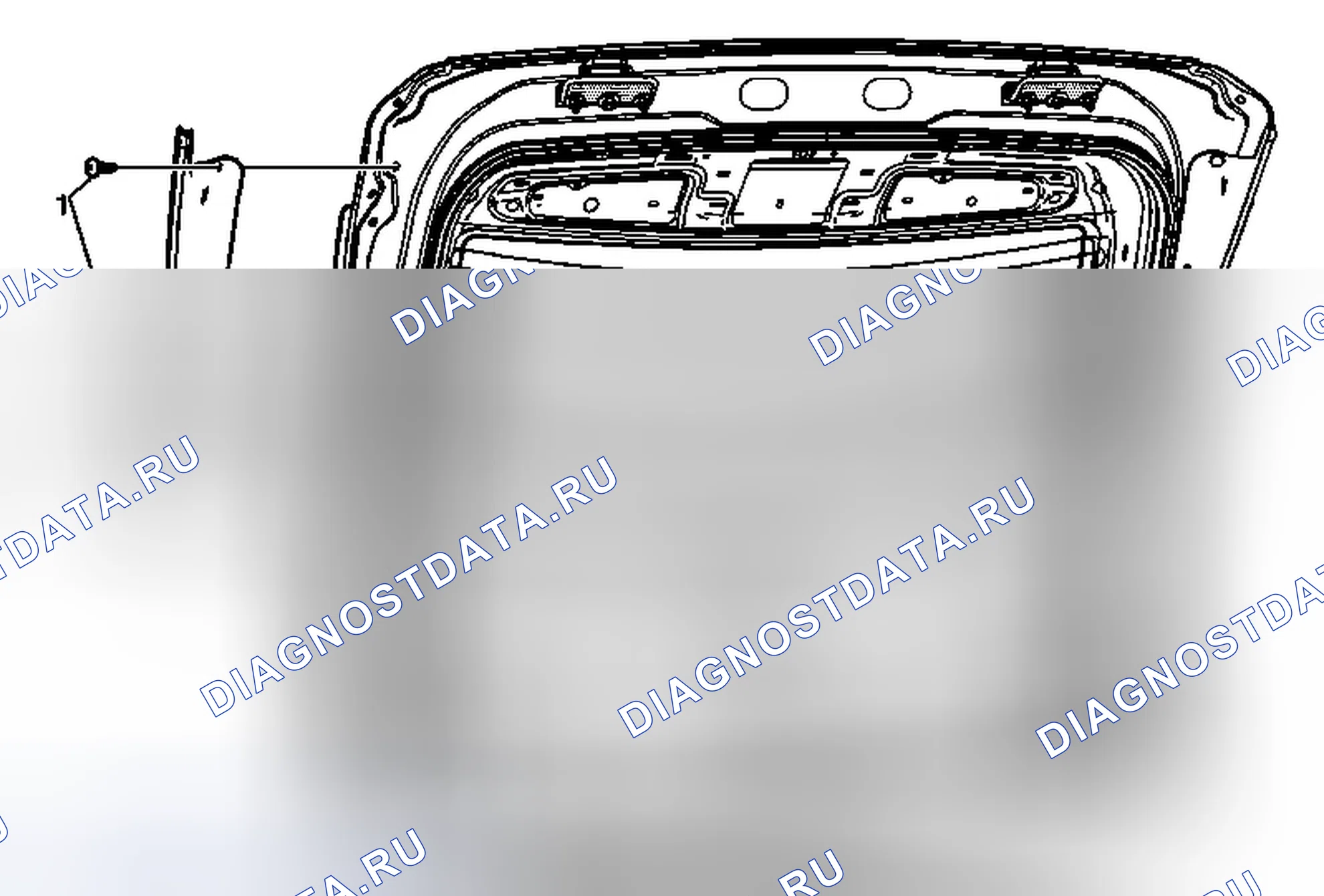 Рис. 22: Замена верхнего датчика со стороны дверь багажника. Cadillac SRX II