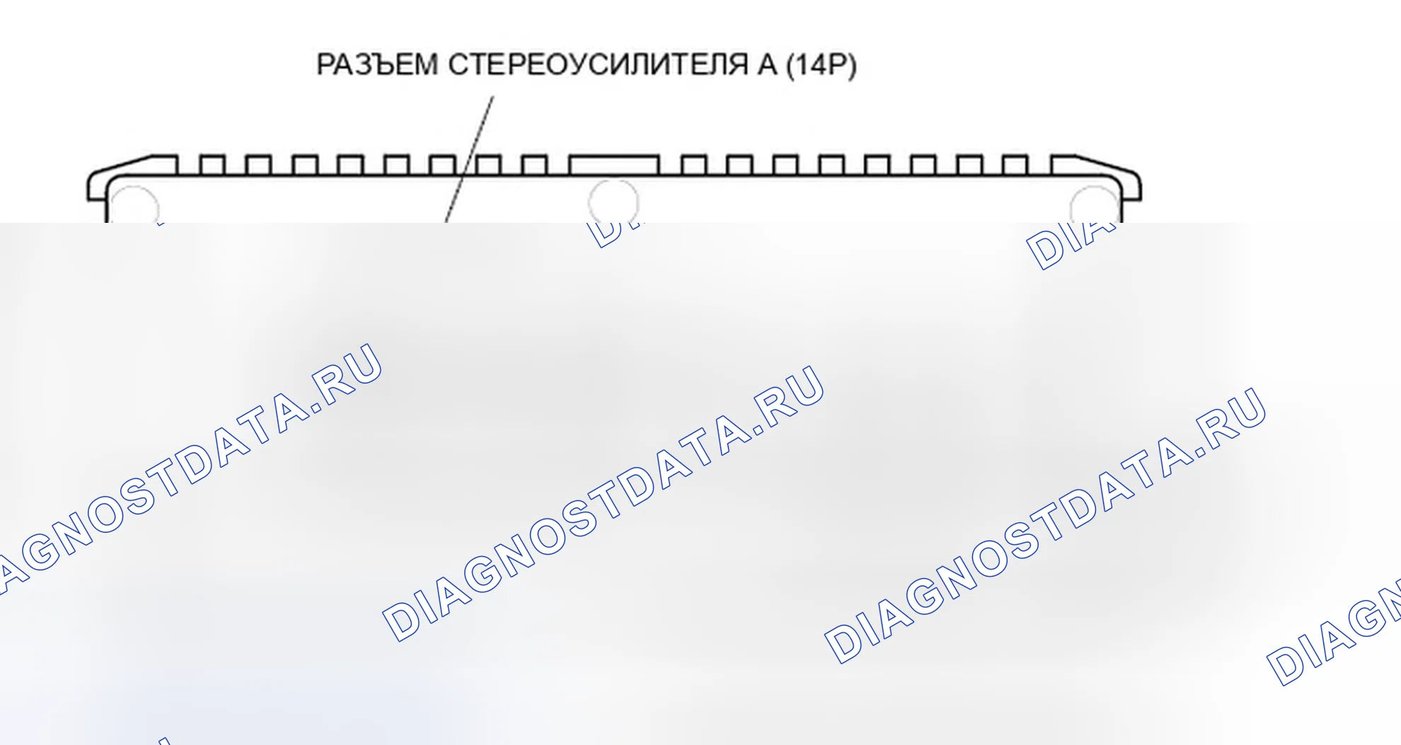 Рис. 39: Входы и выходы разъема стереоусилителя (модели EX и SC). Honda Element YH2 рестайлинг 2