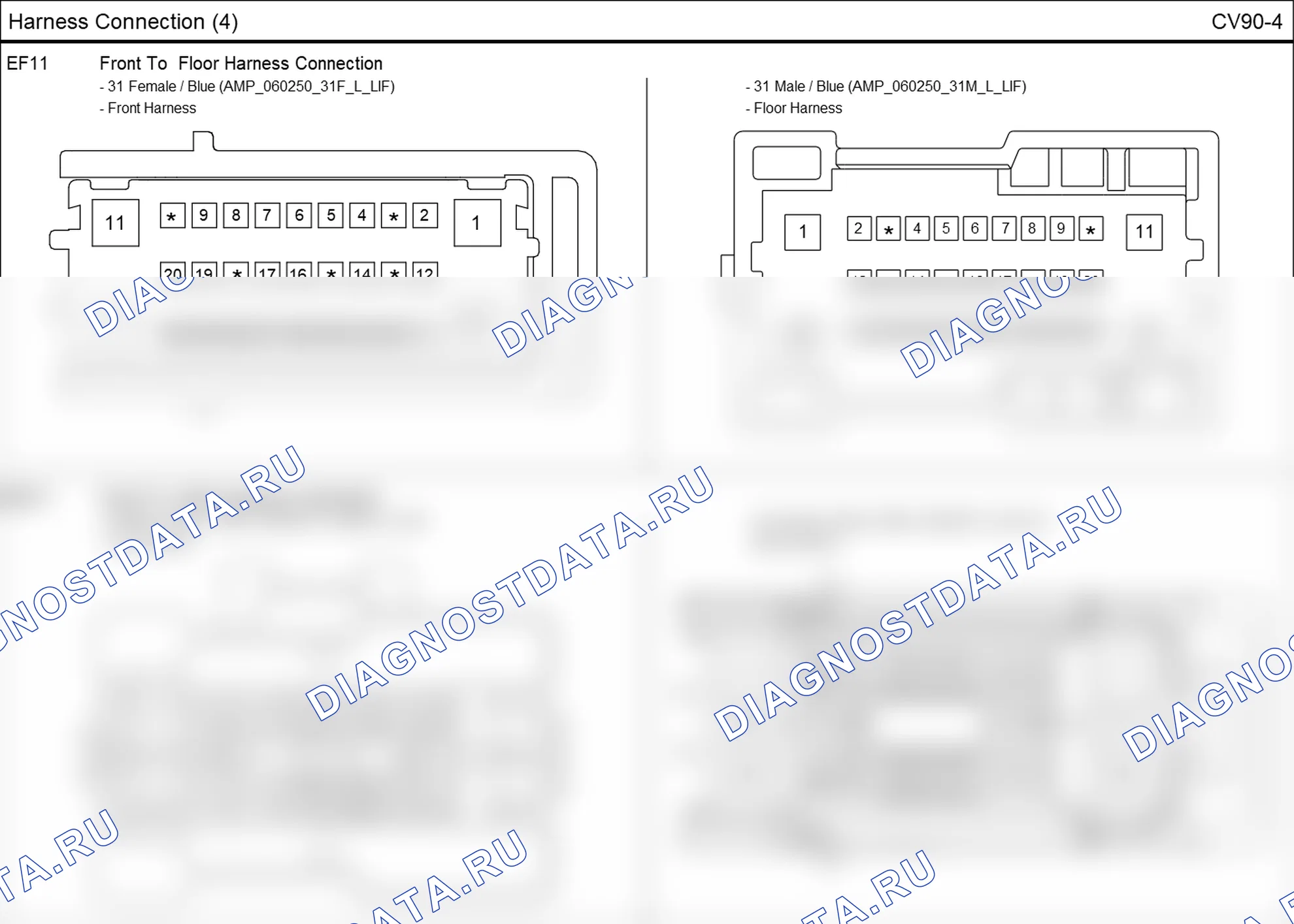 Распиновка разъёма EM11 — harness connection. Hyundai Santafe Sport DMA