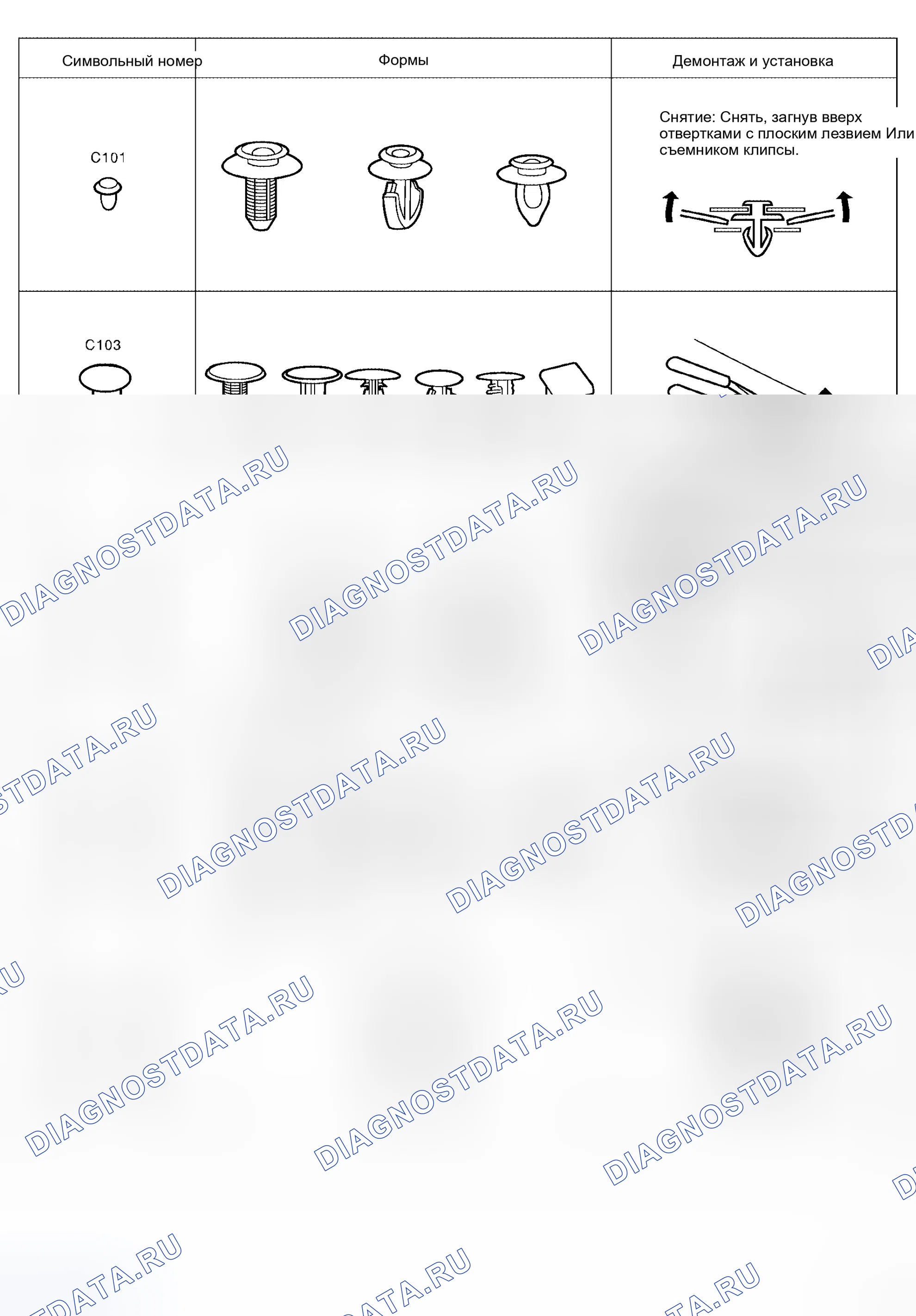 Рис. 31: Зажим и крепежная деталь. Honda Odyssey I