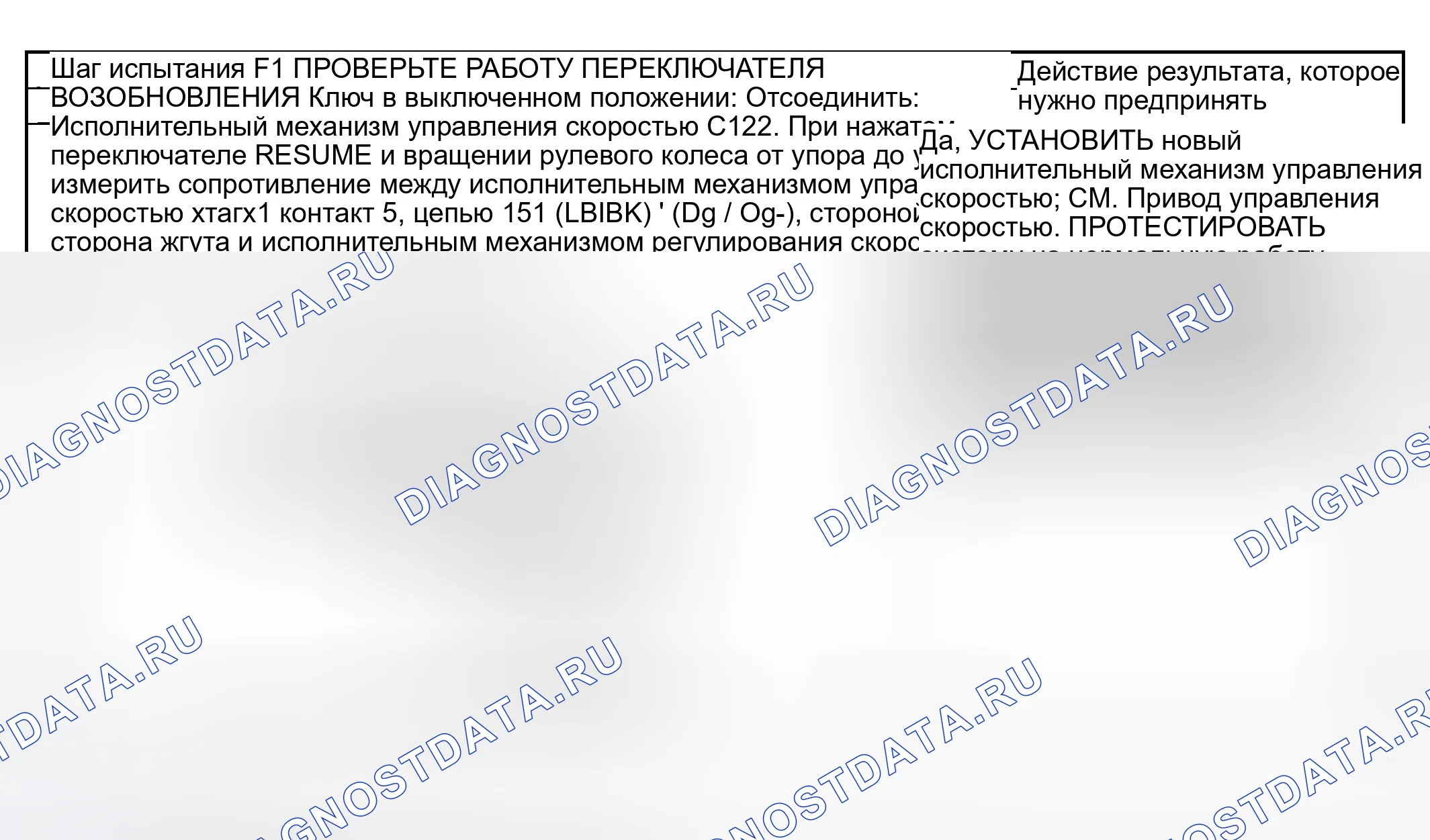 Рис. 20: диагностический тест F: переключатель возобновления не работает. Mazda Flair II
