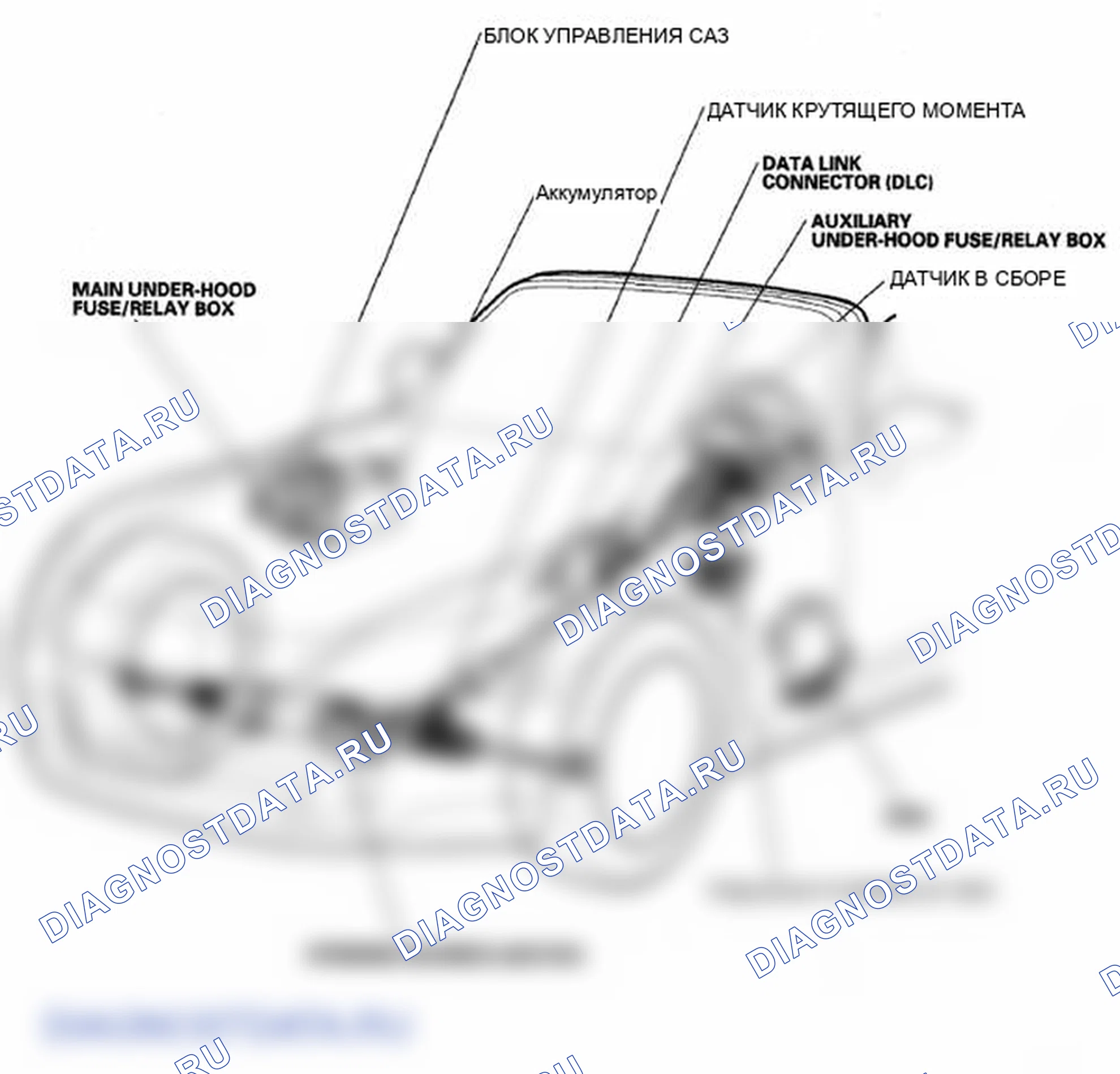 Рис. 12: Указатель расположения компонентов. Honda S2000 AP2 рестайлинг