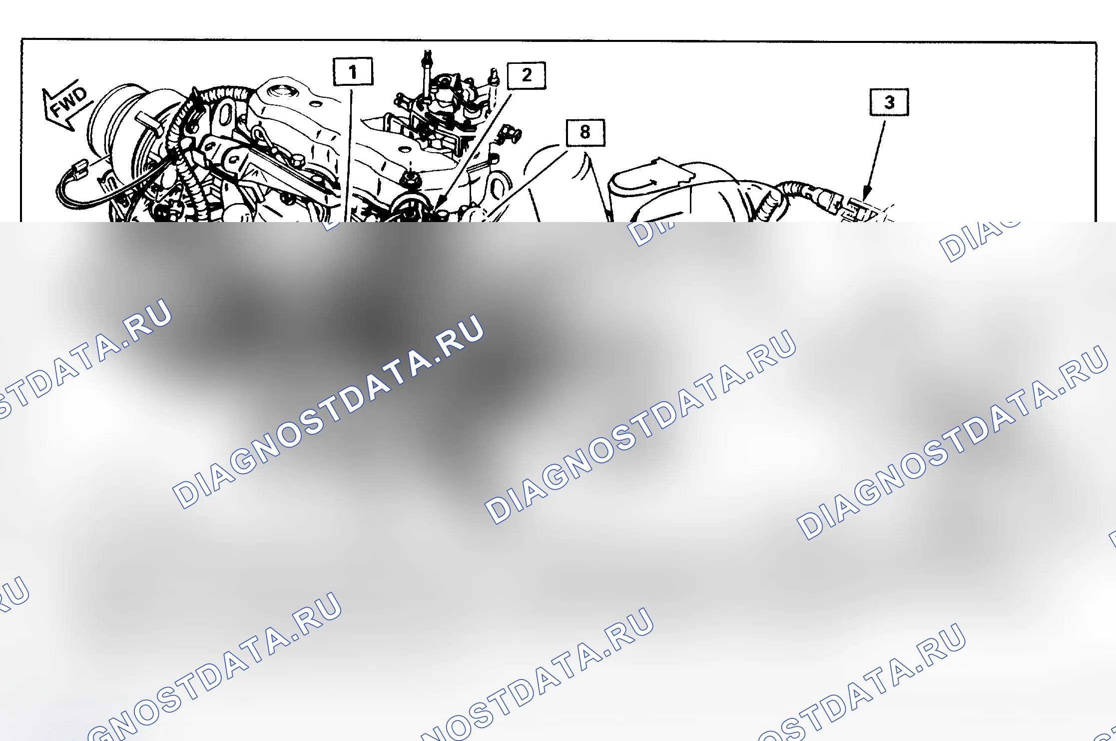 Рис. 37: Окно Eng.Related Comp.Location 1/2-Actual View - A кузов, Pont.. Chevrolet Celebrity I