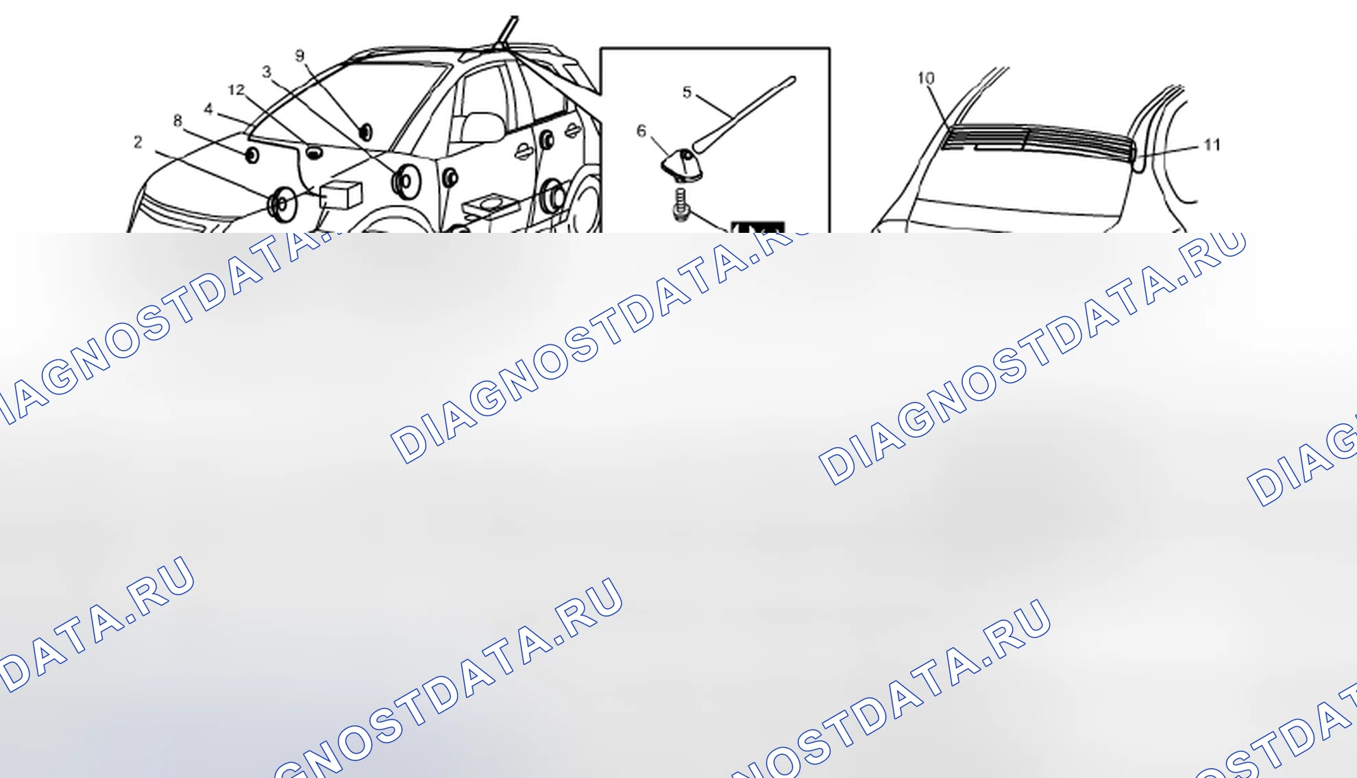 Рис. 4: Расположение компонентов аудиосистемы. Suzuki SX4 I рестайлинг