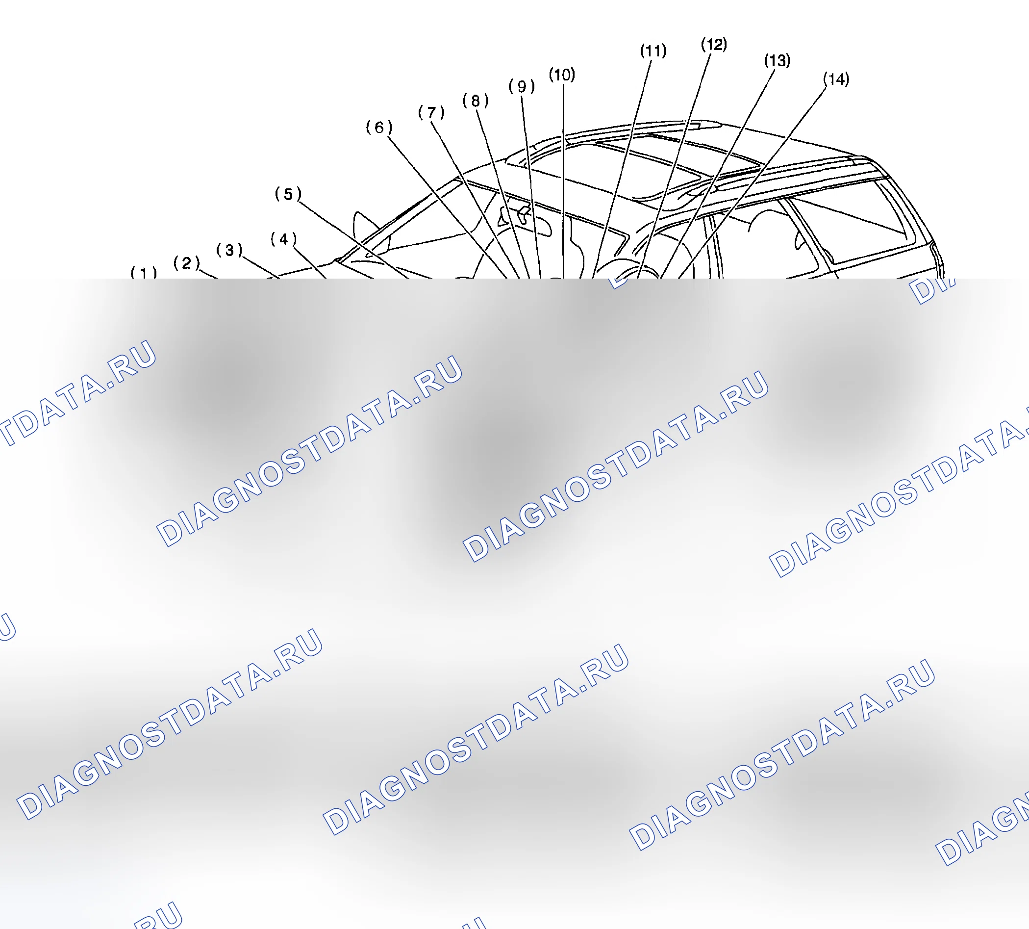 Рис. 297: Расположение электрических компонентов (1 из 2). Subaru Outback BH