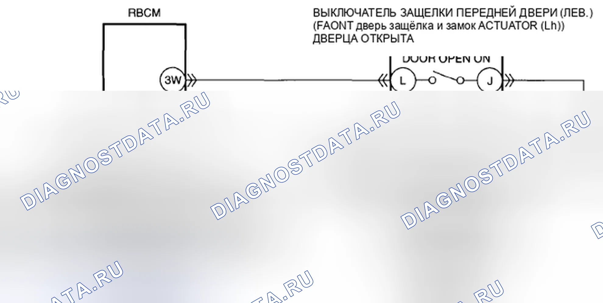 Рис. 51: расшифровка кода ошибки B1175-11: Неисправность цепи переключателя защелки передней двери (Lh). Mazda CX-5 I