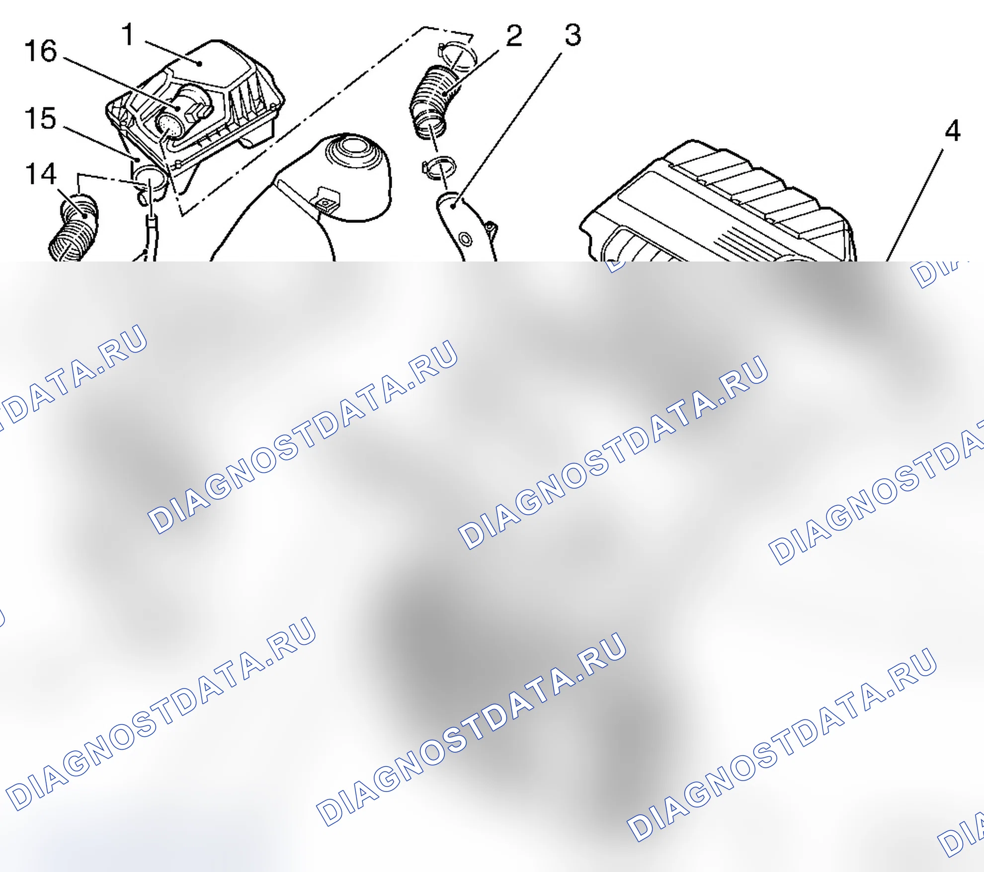 Иллюстрация с таблицей: подача воздуха. Opel Zafira B