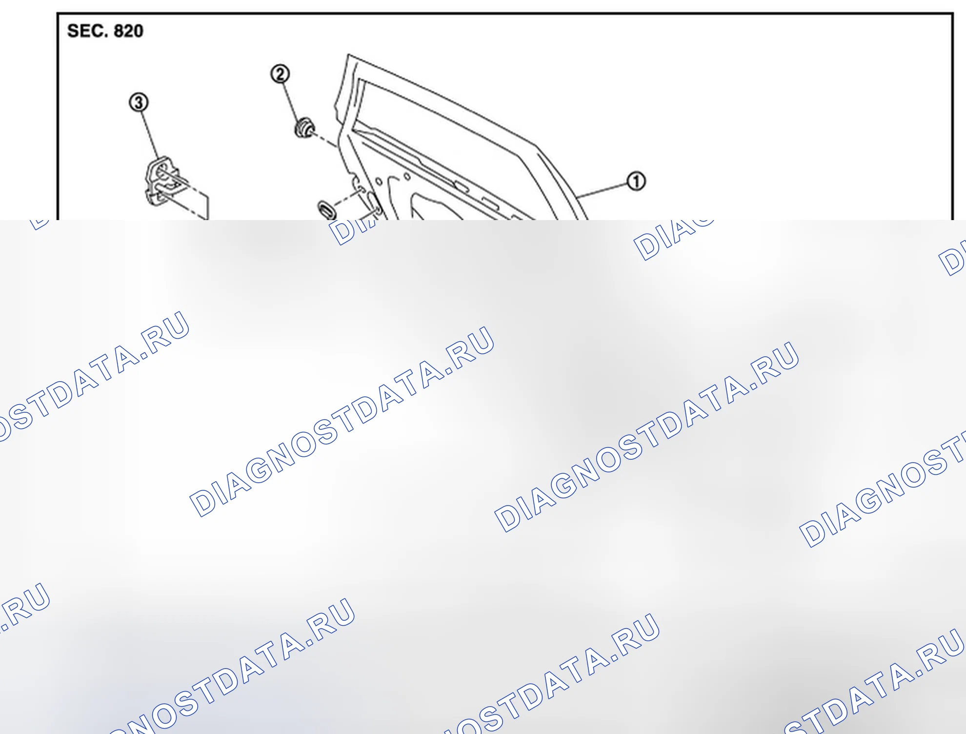 Рис. 22: ДВЕРНОЙ ФИКСАТОР: Вид в разобранном виде. Infiniti EX35 I