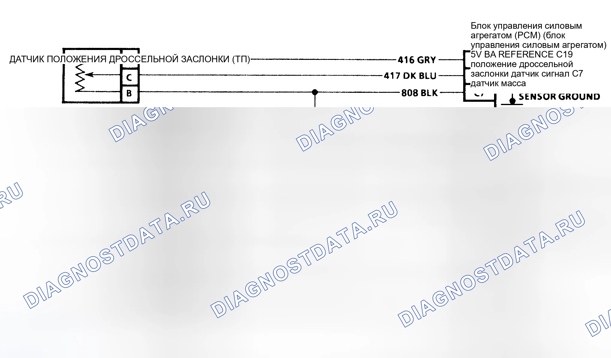 Рис. 79: Код P0122 3.4L «W» - Принципиальная схема. Pontiac Grand AM IV