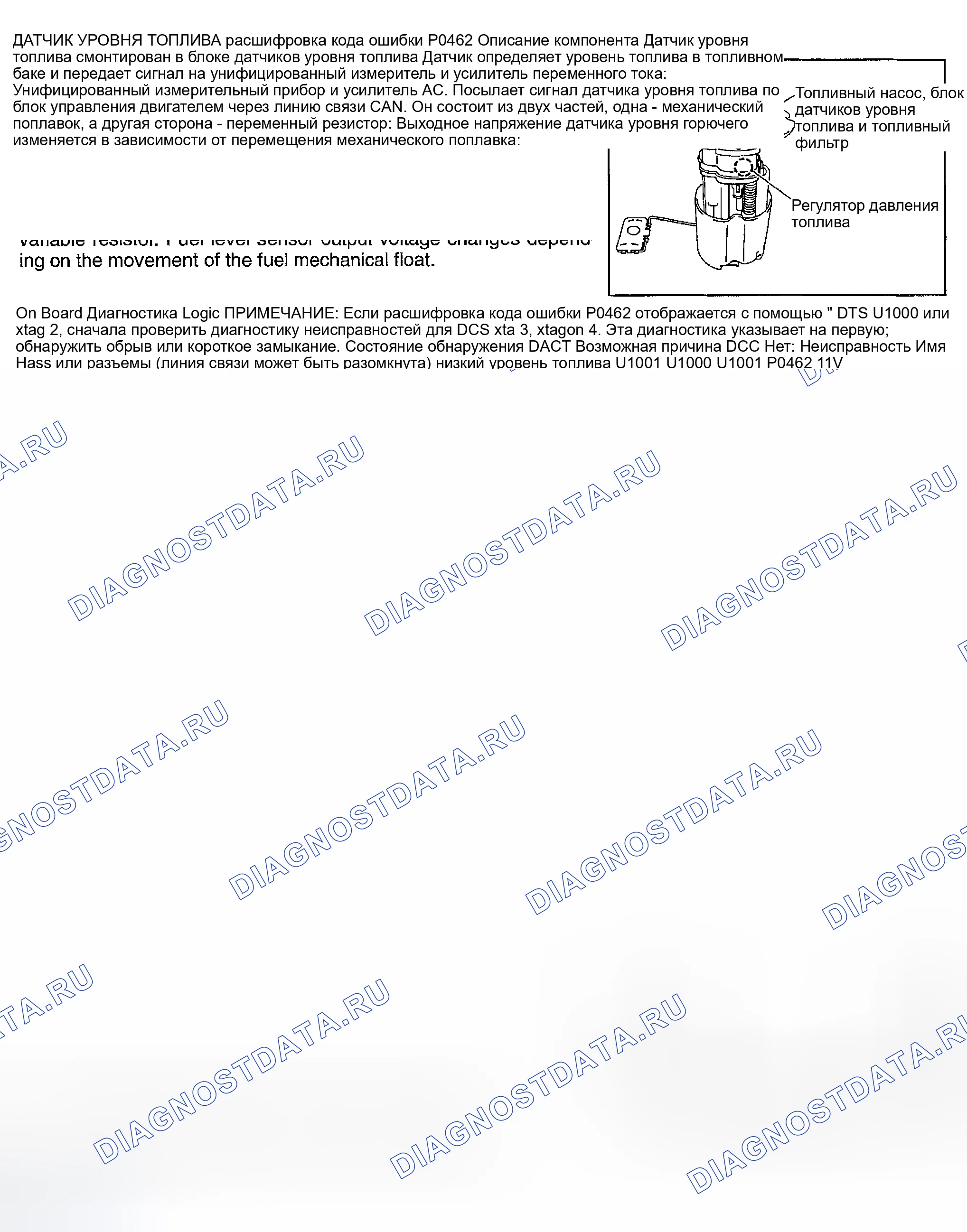 Рис. 594: расшифровка кода ошибки P0462: низкий вход цепи датчика уровня топлива. Nissan 350Z I