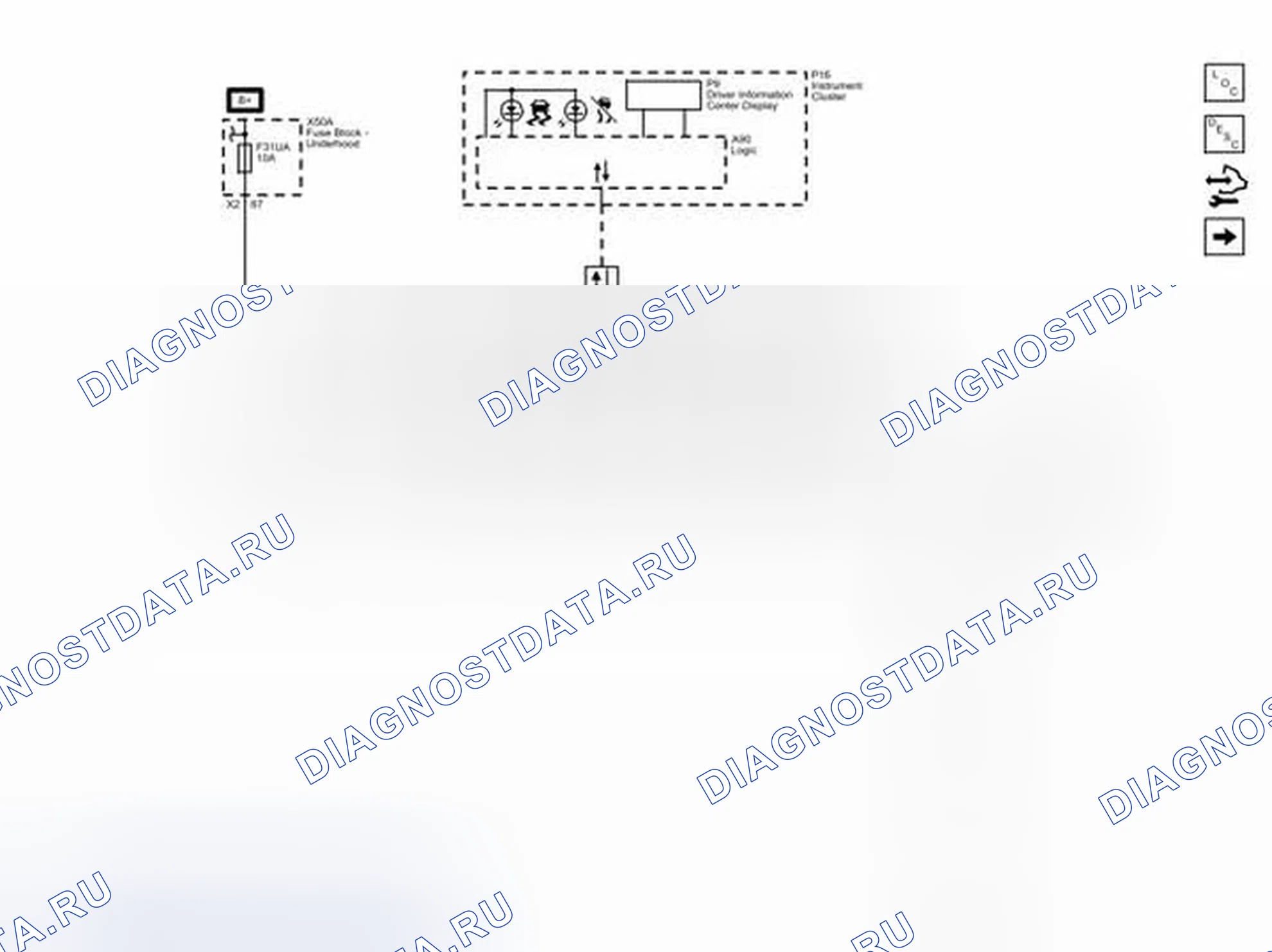 Рис. 1: Питание, земля, передача данных и индикаторы. Buick LaCrosse II рестайлинг