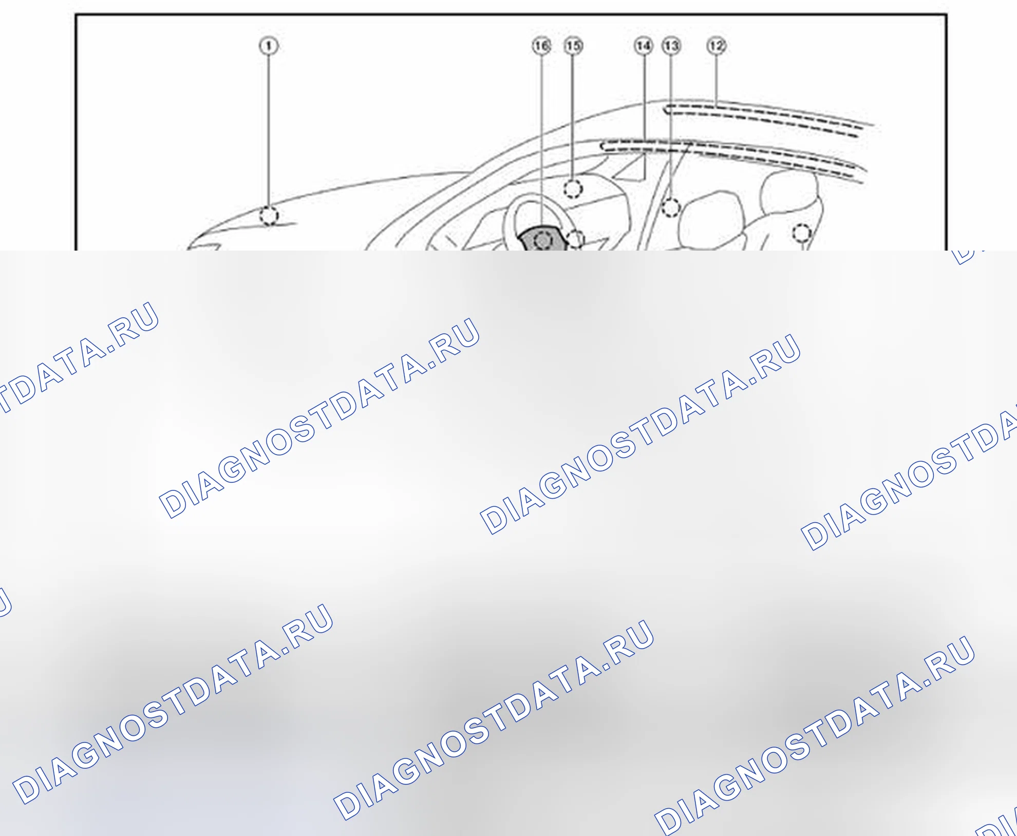 Рис. 14: Расположение компонентов SRS. Nissan Altima L33