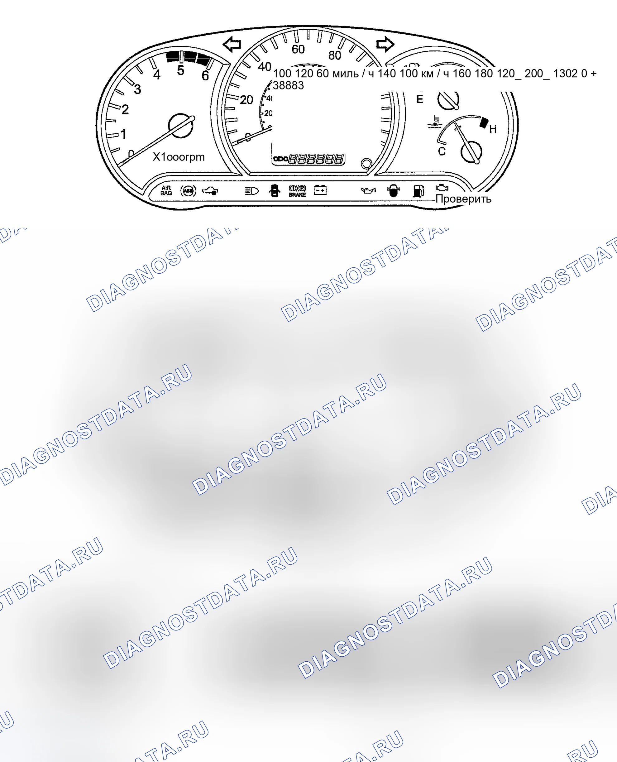 Рис. 5: КОМПОНЕНТЫ ПРИБОРНОЙ ПАНЕЛИ. Hyundai Accent II