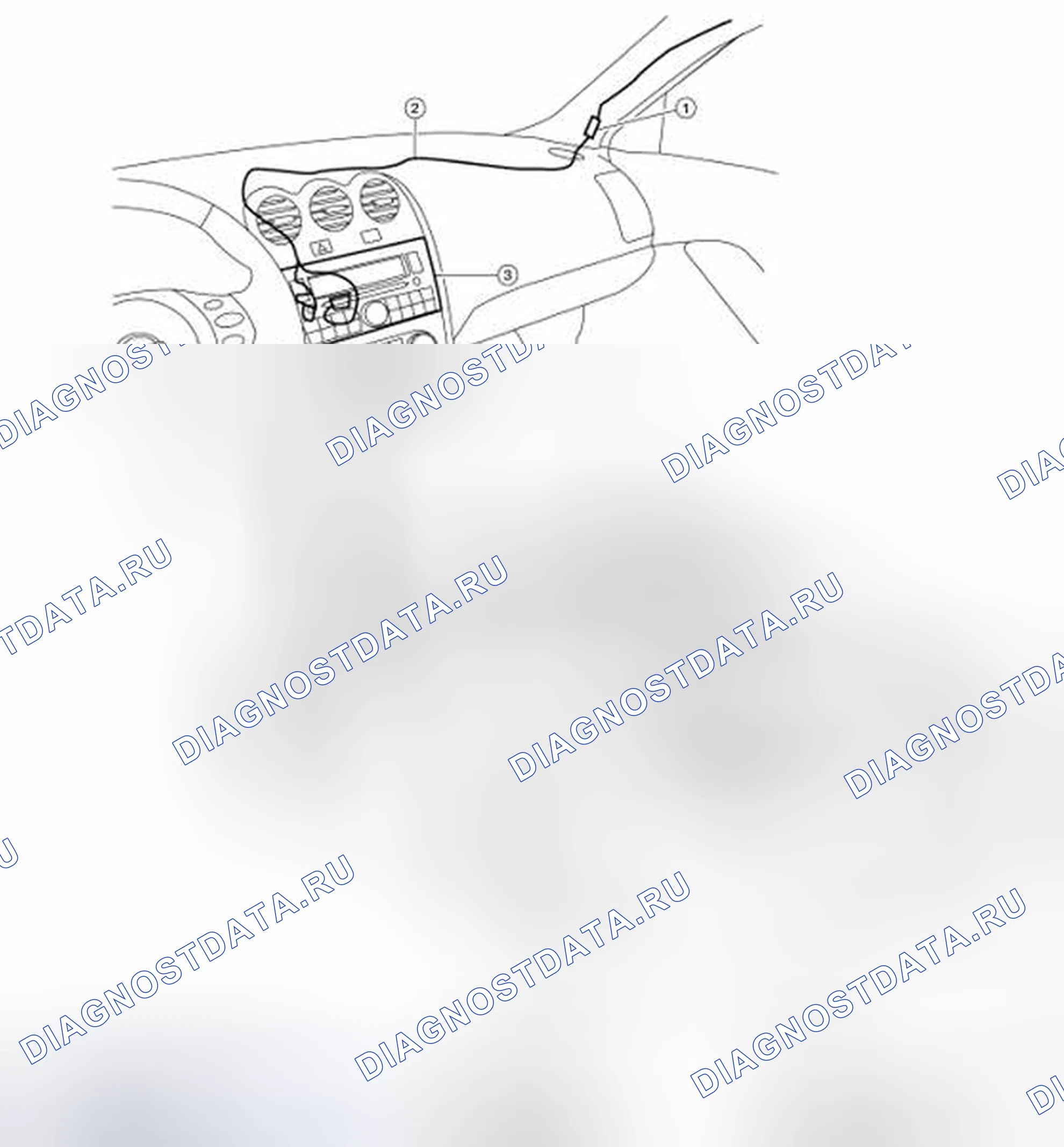 Рис. 504: Расположение антенн. Nissan Altima L32