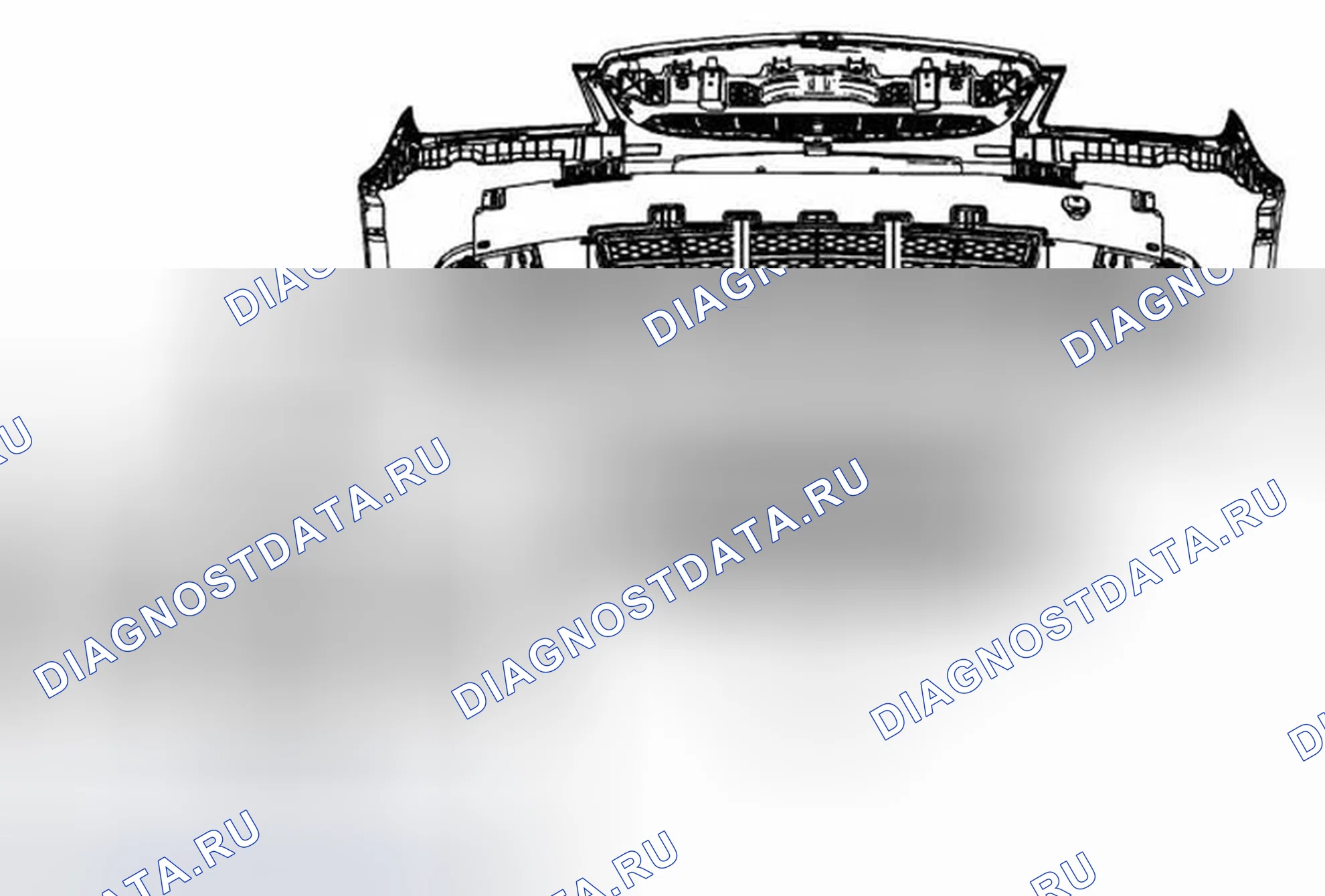 Рис. 12: Замена решетки нижнего затвора переднего бампера. Buick LaCrosse II