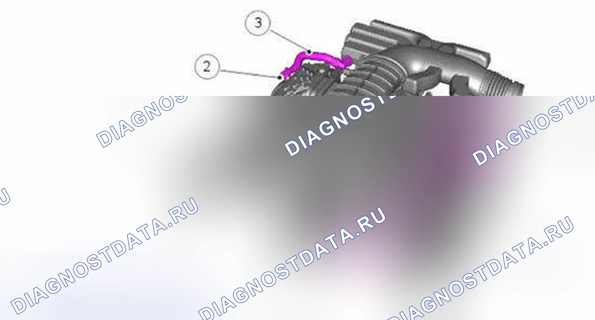 Рис. 1: Расположение компонентов вентиляции картера. Land Rover Range Rover Sport I