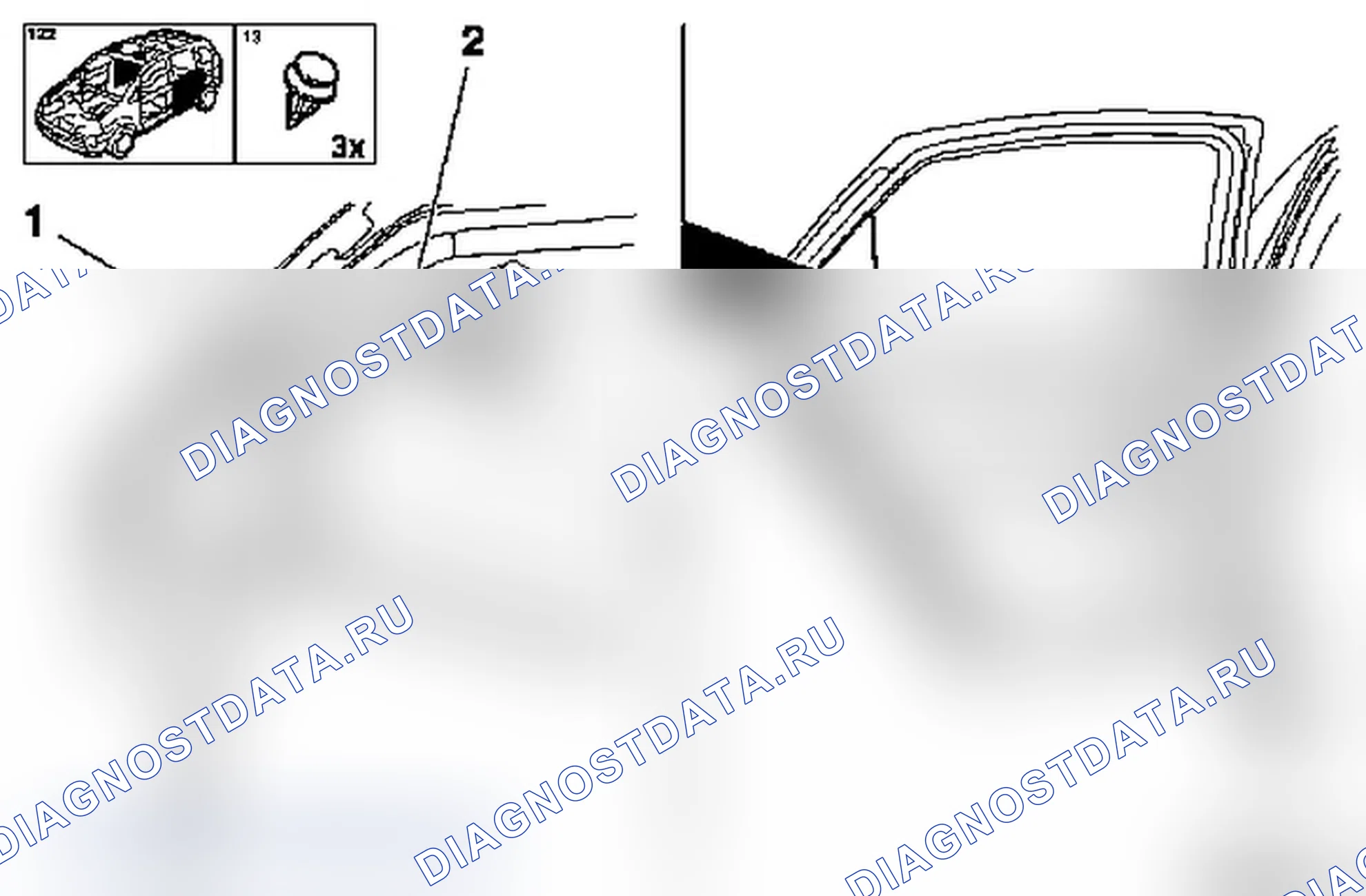 Замена угловой внутренней вставки оконной рамы задней двери (модель F 68). Opel Vectra C