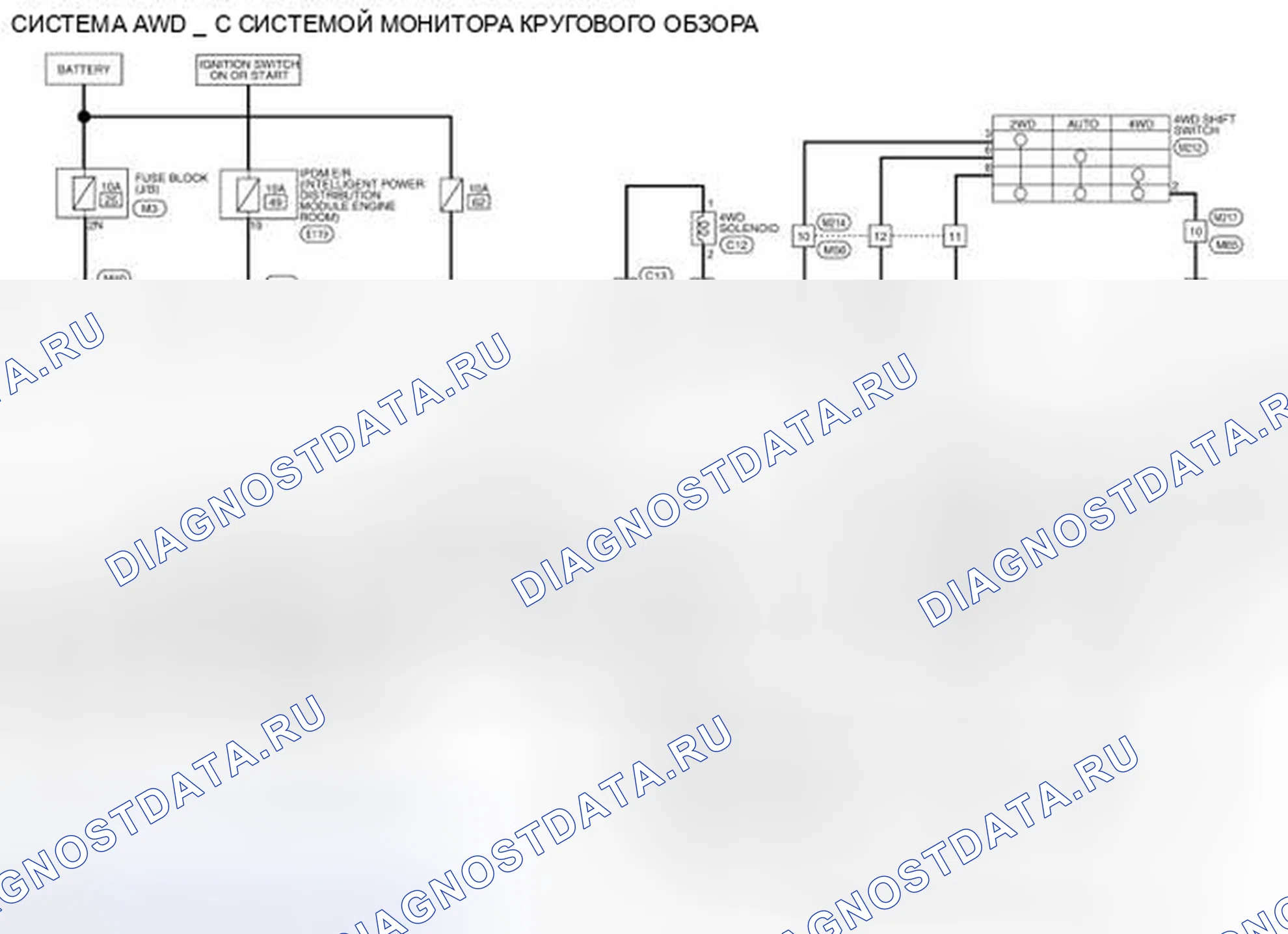 Рис. 4: электросхема - с системой контроля обзора. Nissan Pathfinder IV рестайлинг
