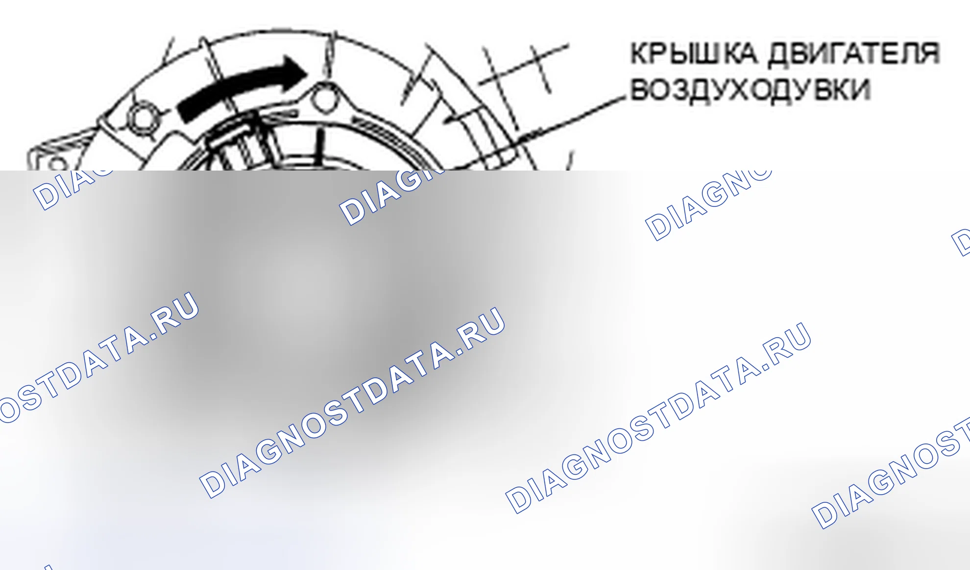 Рис. 64: Примечание по установке крышки двигателя переднего вентилятора. Mazda 5 I рестайлинг