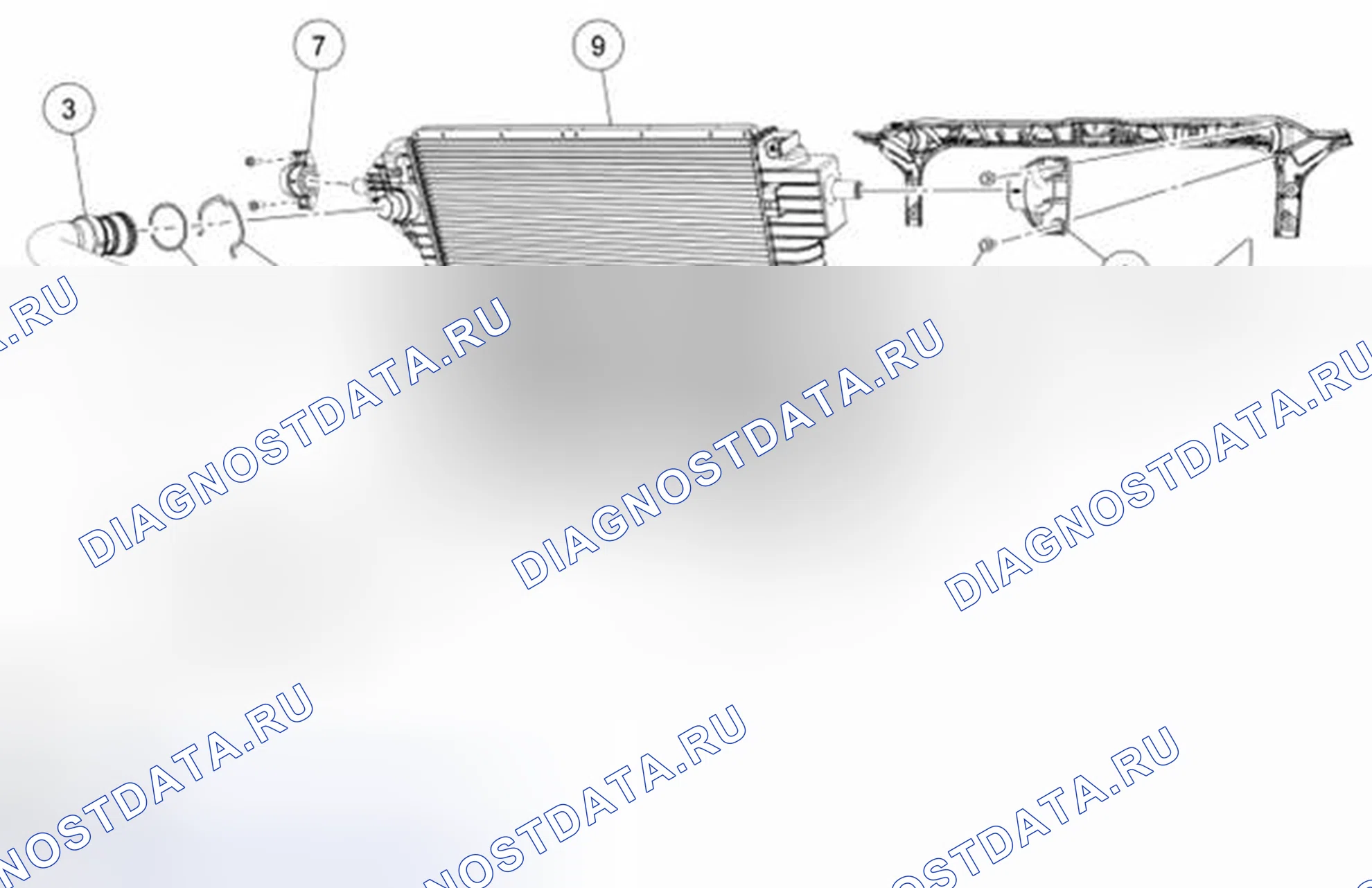 Рис. 10: Радиатор в сборе. Ford Pickup F250 Super Duty II