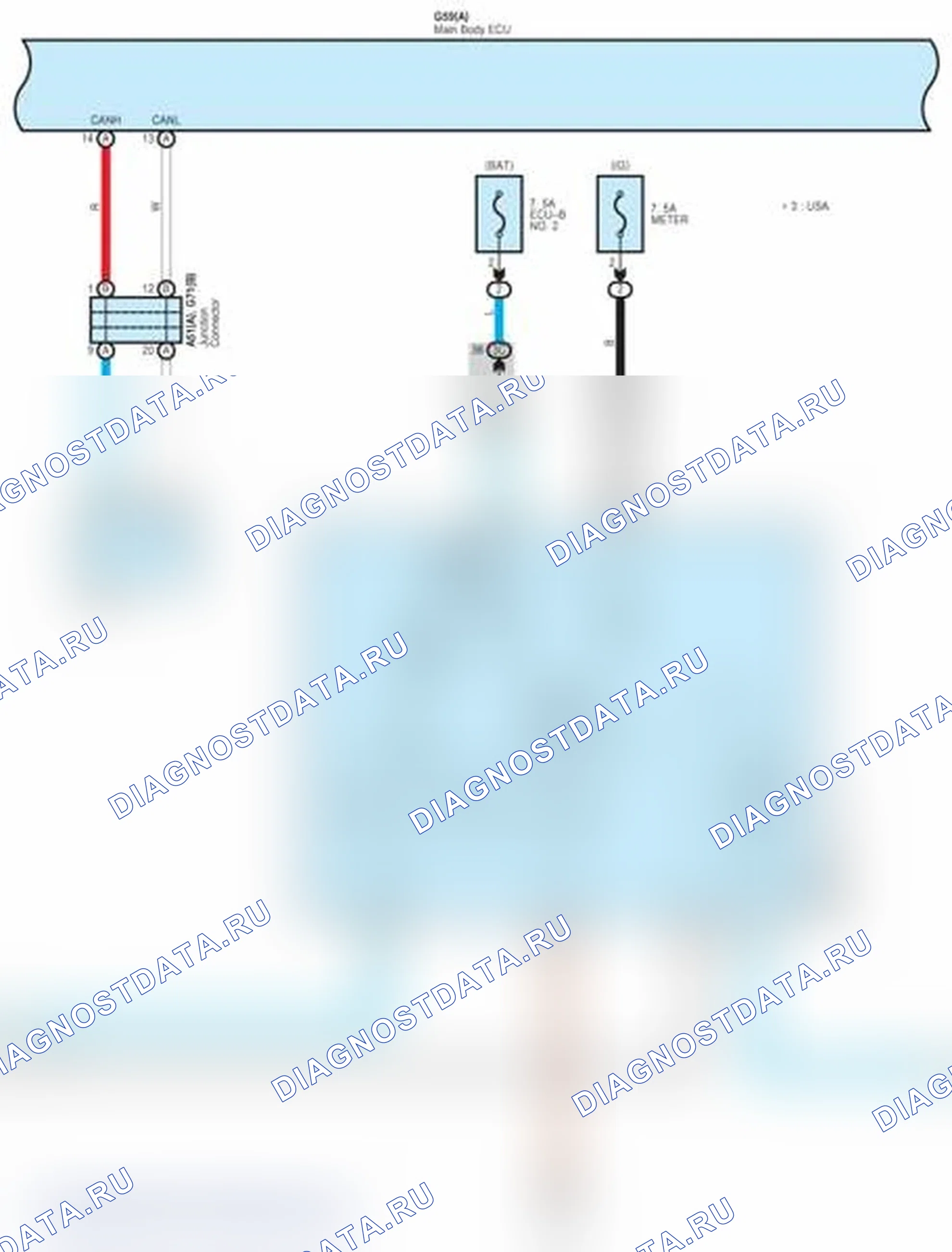 Рис. 53: Схема подключения фар (4 из 5). Toyota Prius C I