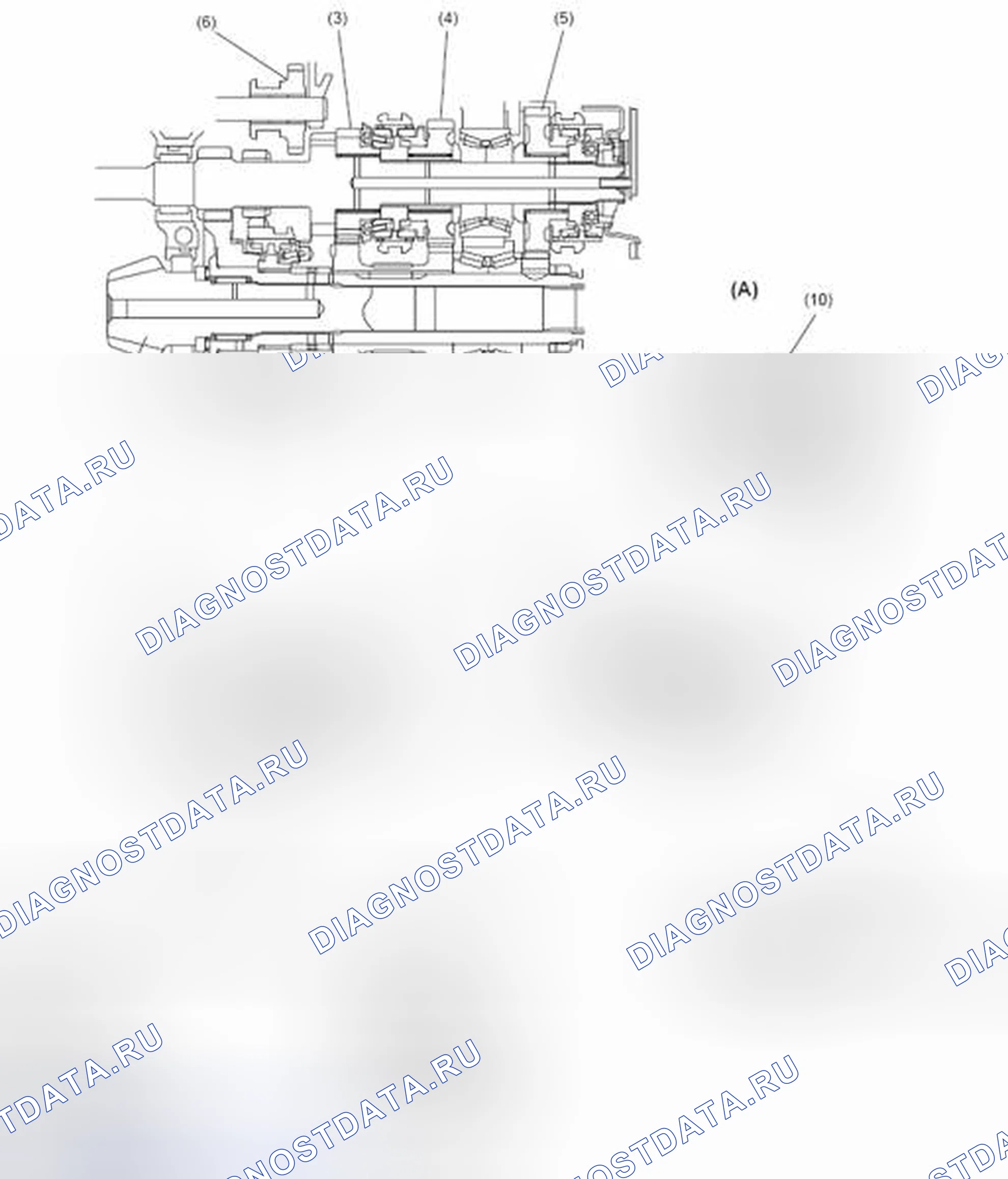 Рис. 232: Идентификация компонентов механизма переключения передач. Subaru Outback BR