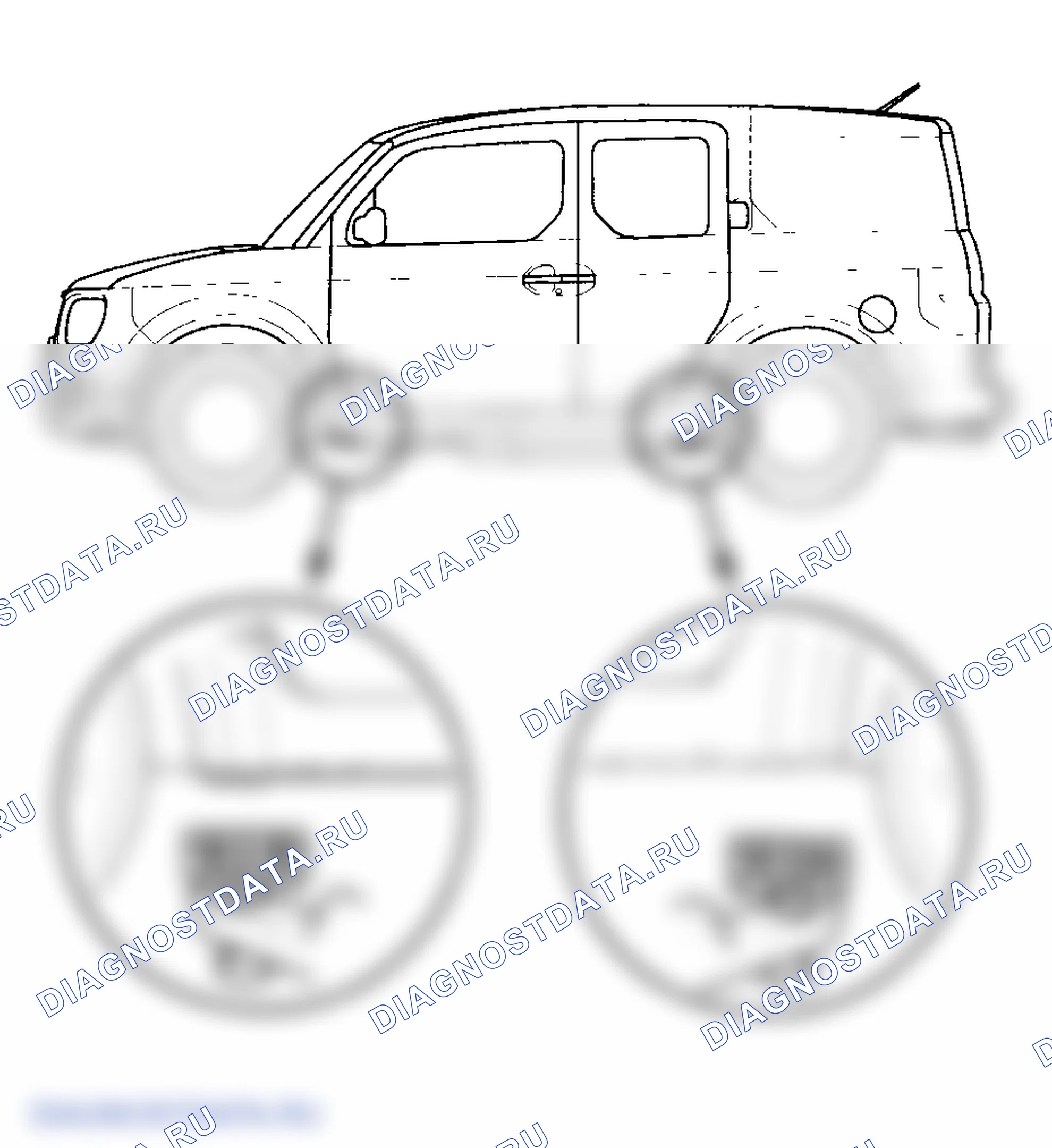 Рис. 65: Запуск и ускорение на передачах переднего хода (режим 4WD). Honda Element YH2
