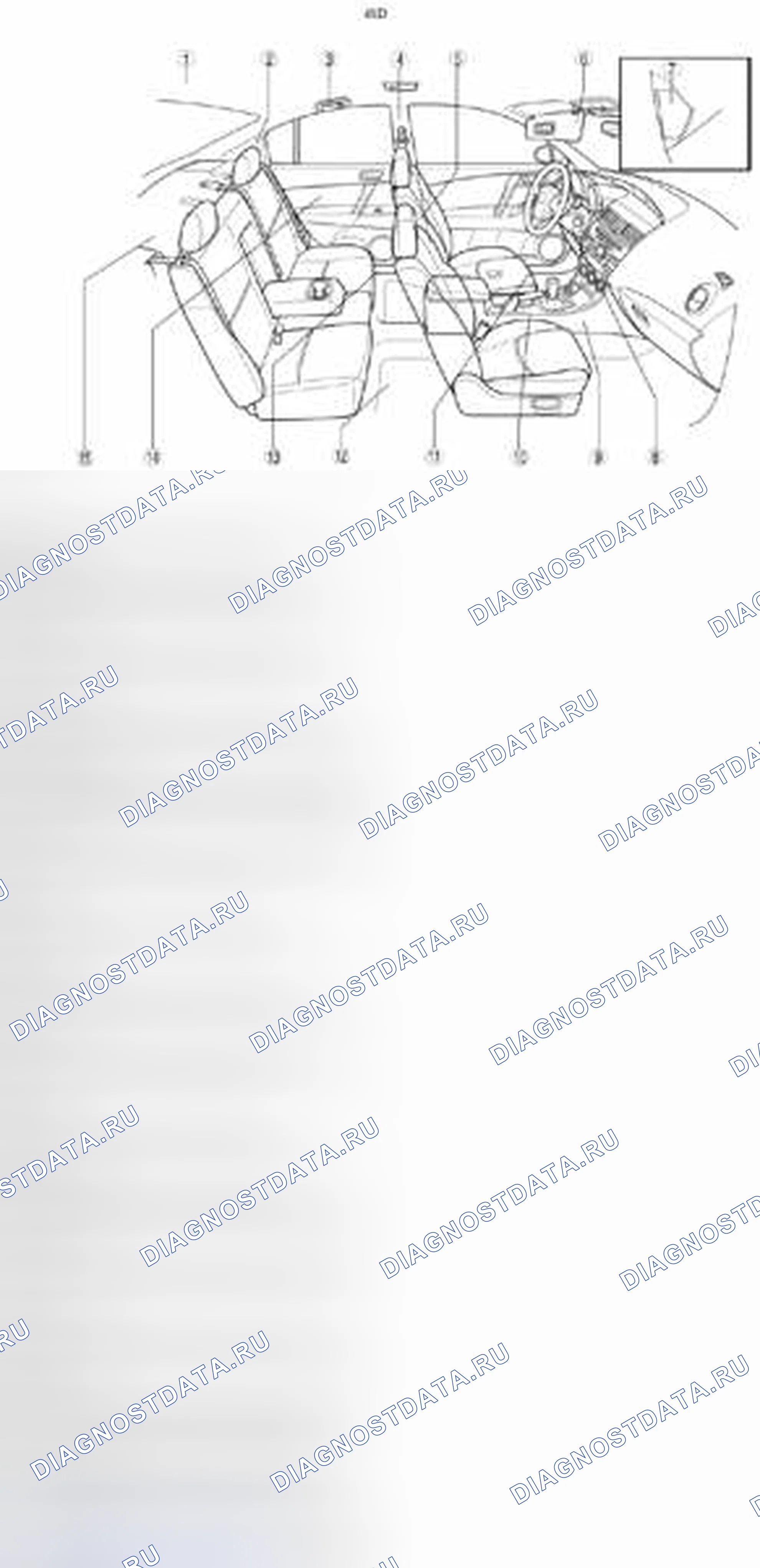 Рис. 56: Расположение компонентов отделки задней двери (4SD). Mazda 3 BL рестайлинг