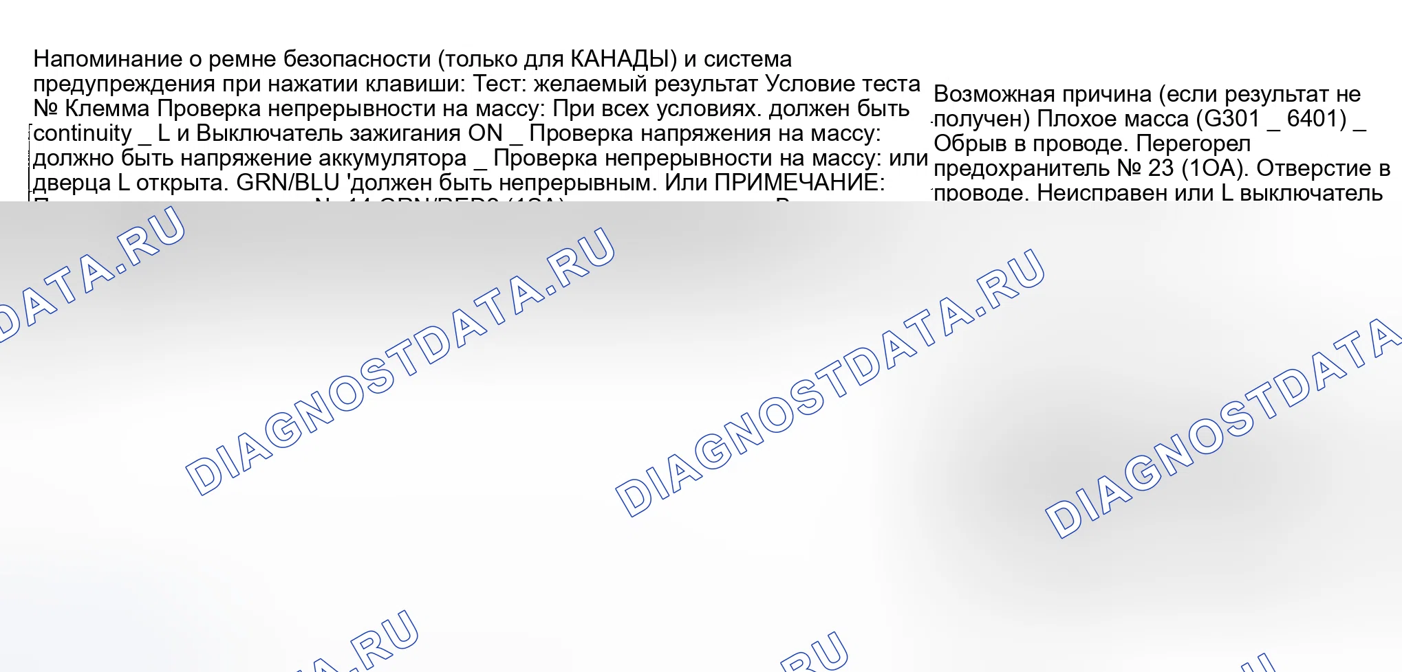 Рис. 11: Напоминание о ремнях безопасности (Канада) и система предупреждения о включении. Acura Integra II